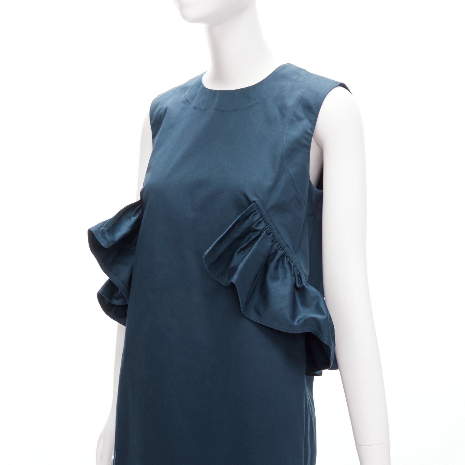 Marni MARNI teal blue ruffle waist round neck cocktail dress IT38 XS Size XS / US 0-2 / IT 36-38 - 2 Thumbnail