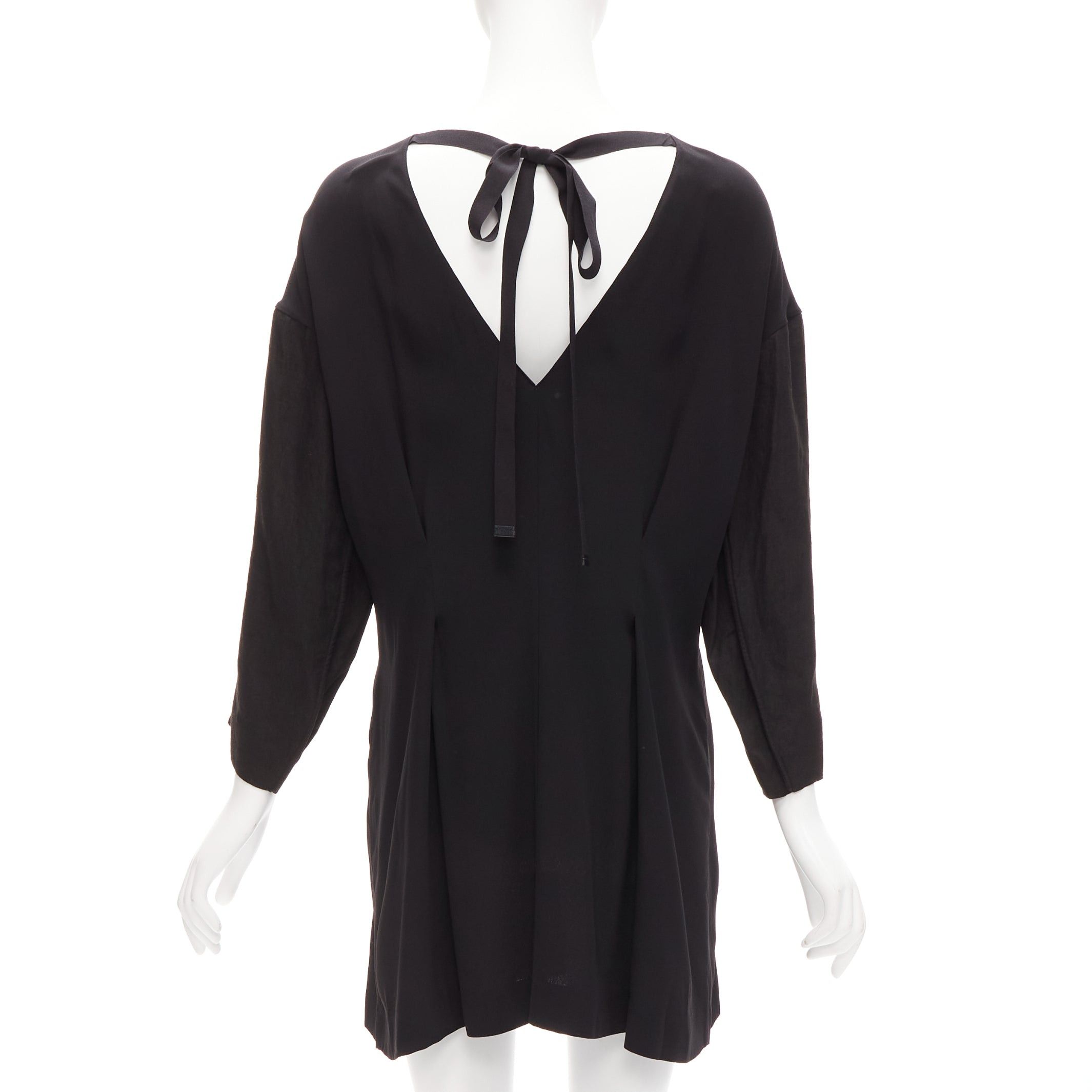 Marni MARNI black grey contrast cutout armhole bateau tie back mini dress IT38 XS Size XS / US 0-2 / IT 36-38 - 6 Thumbnail