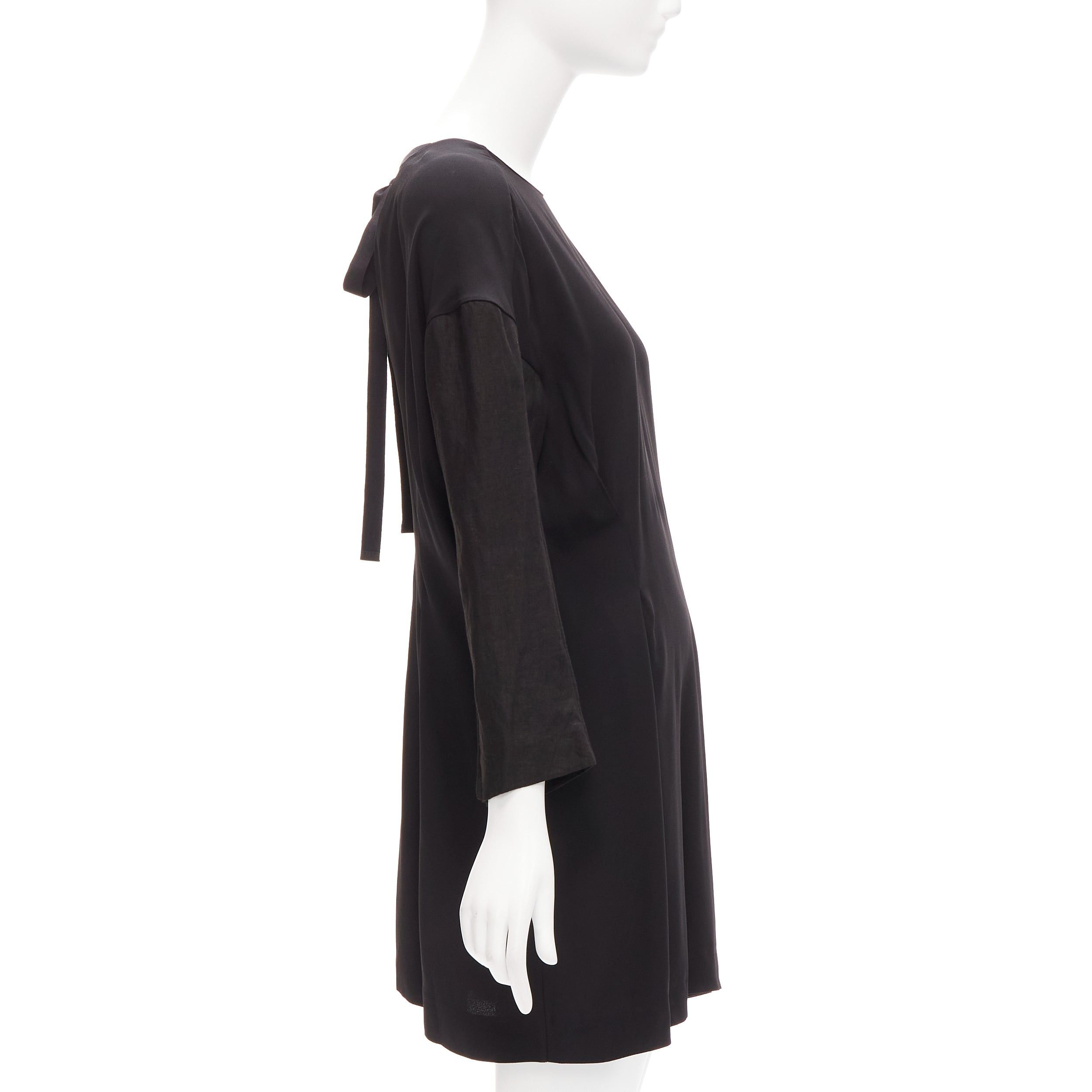 Marni MARNI black grey contrast cutout armhole bateau tie back mini dress IT38 XS Size XS / US 0-2 / IT 36-38 - 3 Thumbnail
