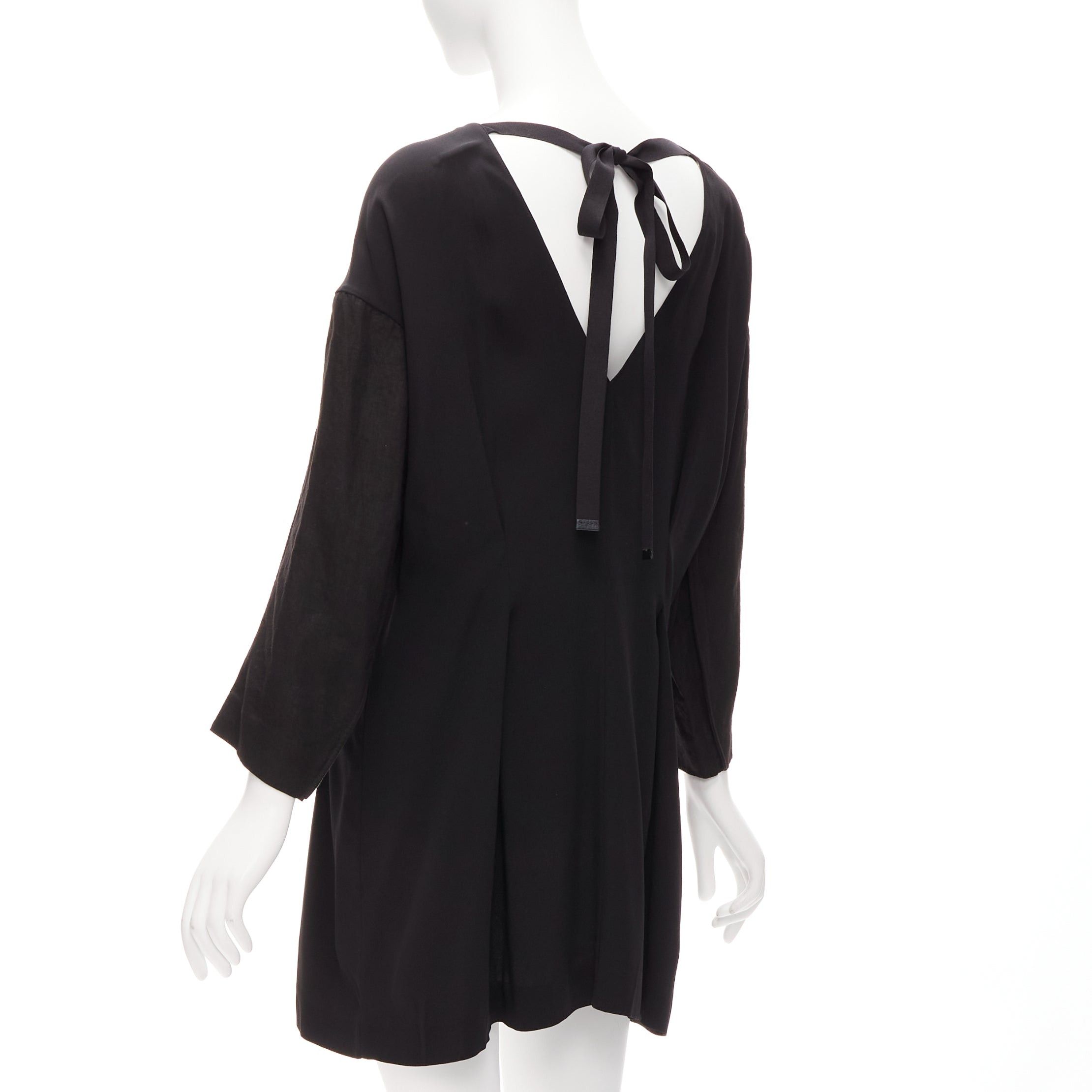 Marni MARNI black grey contrast cutout armhole bateau tie back mini dress IT38 XS Size XS / US 0-2 / IT 36-38 - 4 Thumbnail