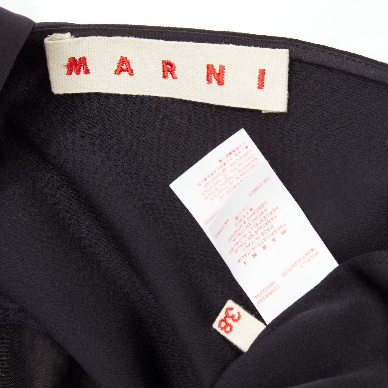Marni MARNI black grey contrast cutout armhole bateau tie back mini dress IT38 XS Size XS / US 0-2 / IT 36-38 - 8 Thumbnail