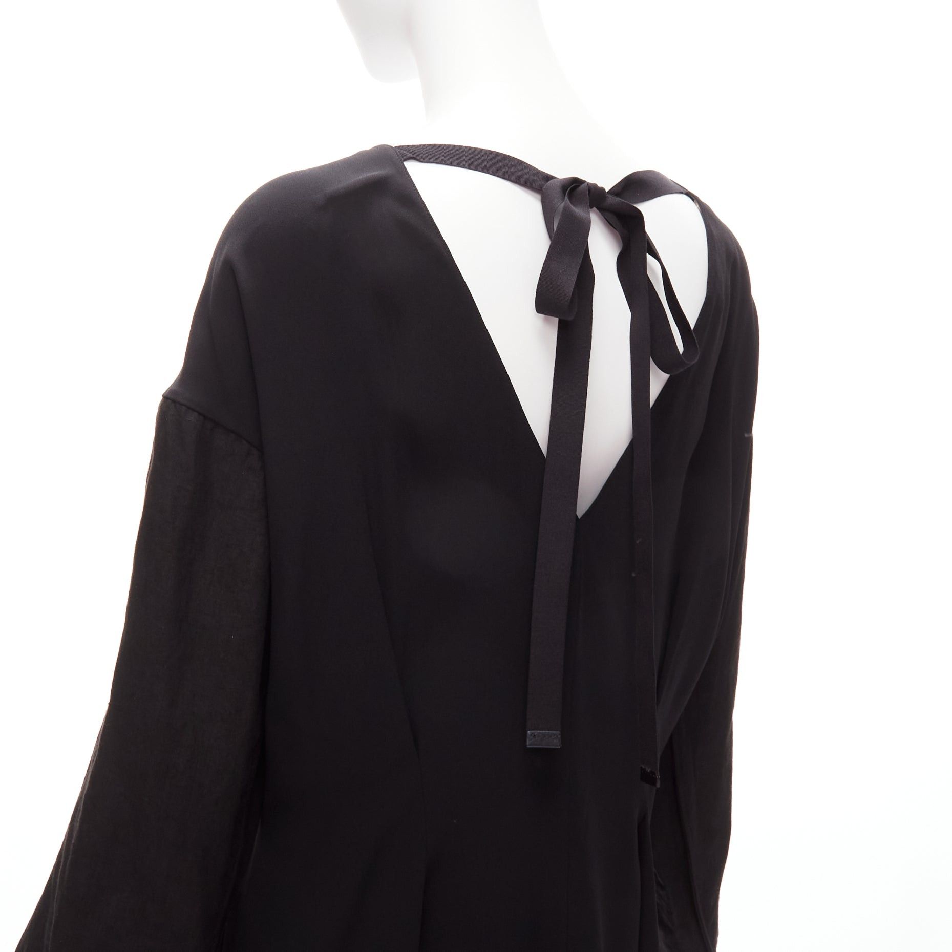Marni MARNI black grey contrast cutout armhole bateau tie back mini dress IT38 XS Size XS / US 0-2 / IT 36-38 - 5 Thumbnail