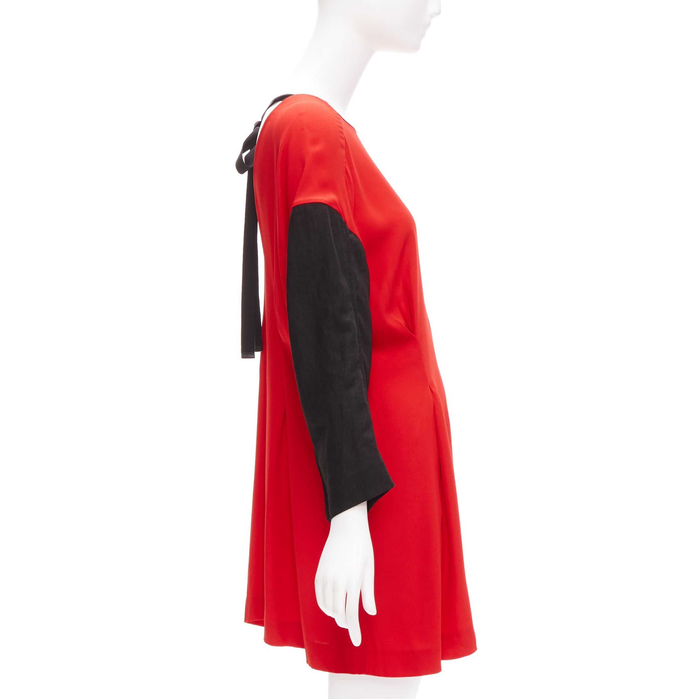 Marni MARNI red black contrast cutout armhole bateau tie back mini dress IT38 XS Size XS / US 0-2 / IT 36-38 - 3 Thumbnail