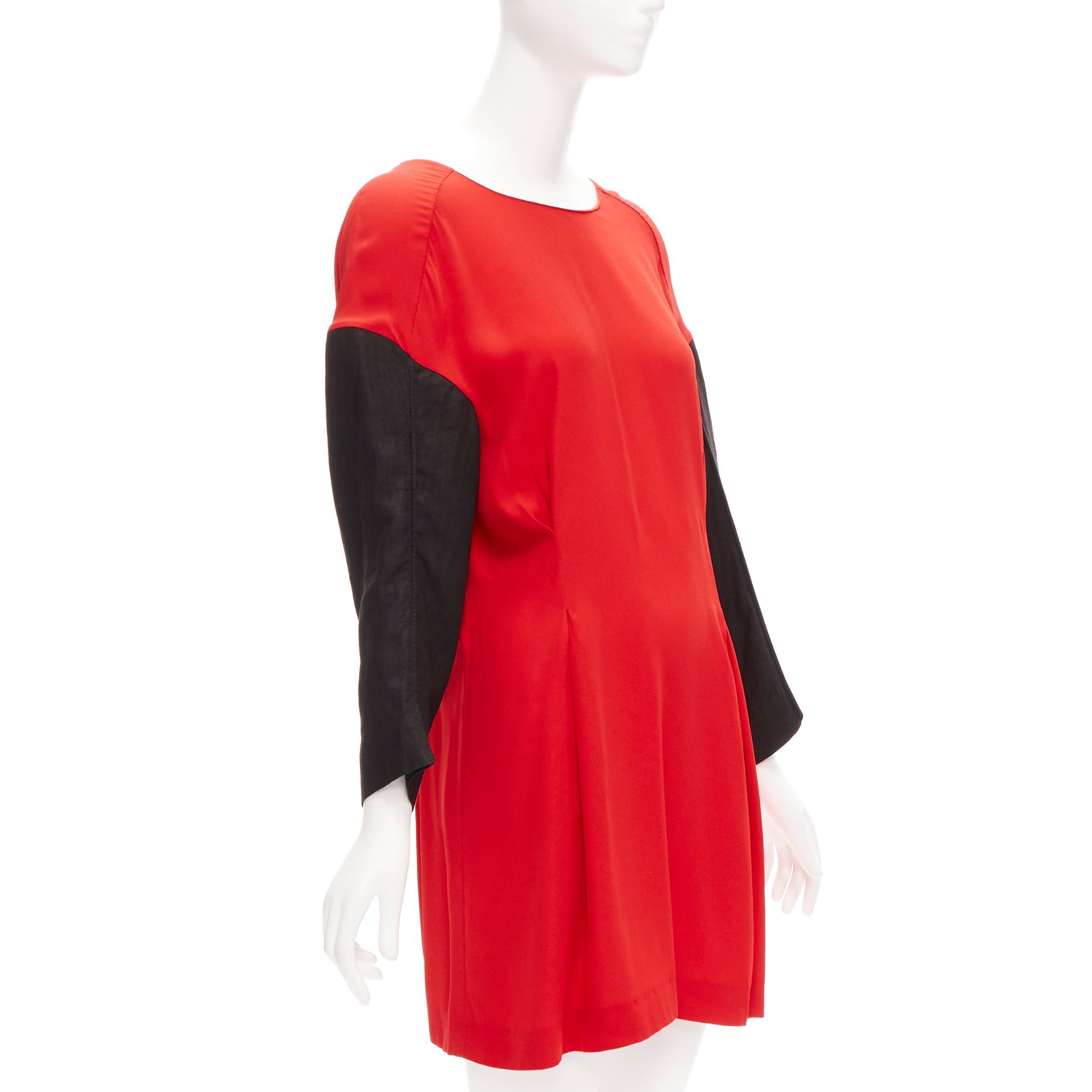 Marni MARNI red black contrast cutout armhole bateau tie back mini dress IT38 XS Size XS / US 0-2 / IT 36-38 - 2 Thumbnail