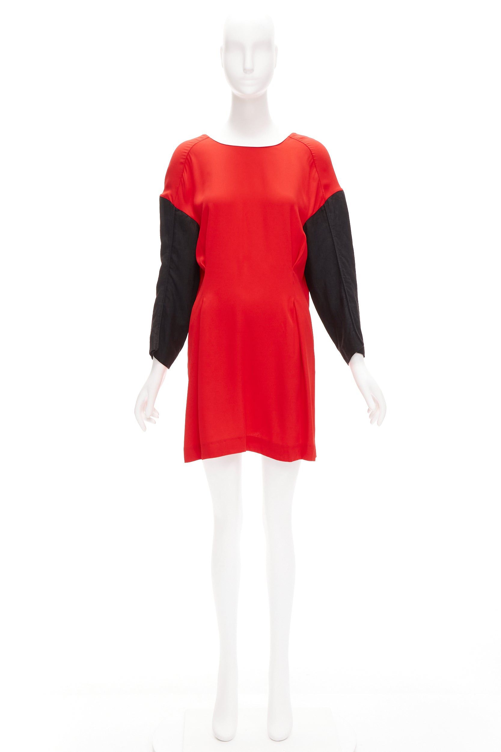 Marni MARNI red black contrast cutout armhole bateau tie back mini dress IT38 XS Size XS / US 0-2 / IT 36-38 - 9 Thumbnail