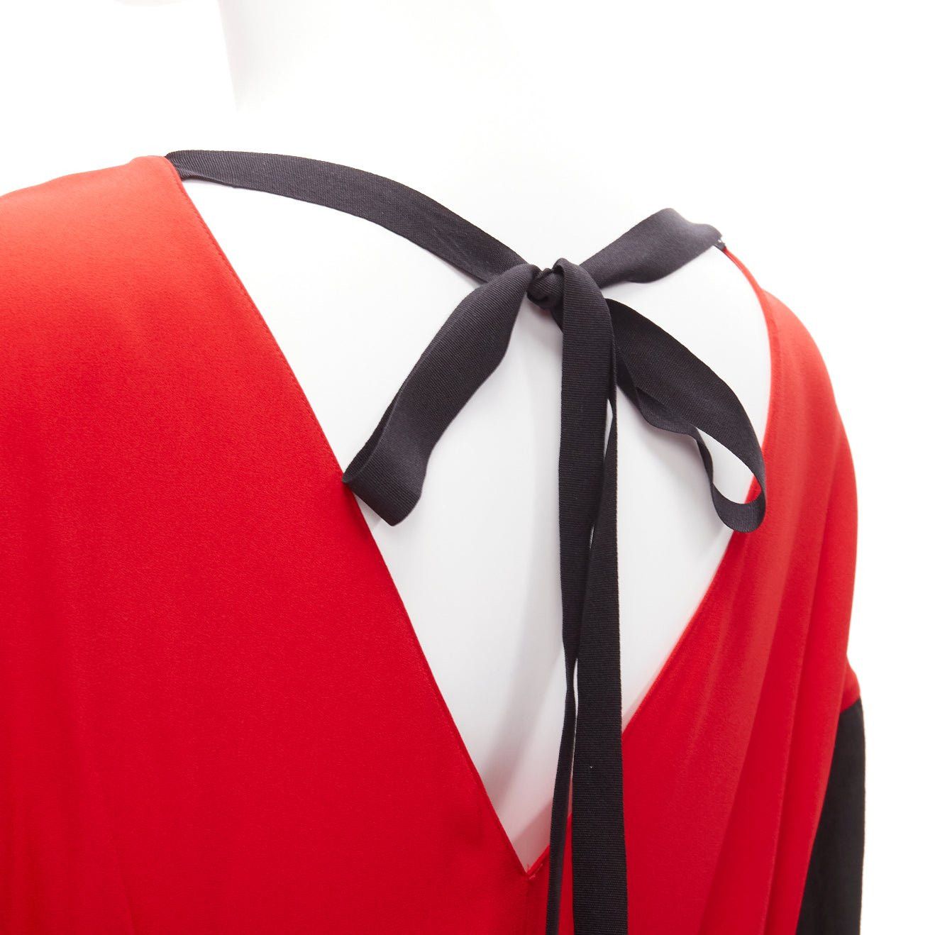 Marni MARNI red black contrast cutout armhole bateau tie back mini dress IT38 XS Size XS / US 0-2 / IT 36-38 - 6 Thumbnail