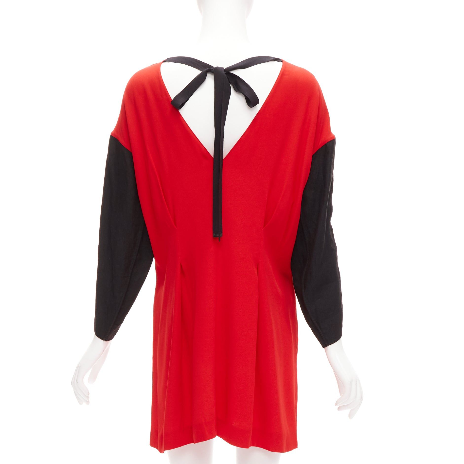 Marni MARNI red black contrast cutout armhole bateau tie back mini dress IT38 XS Size XS / US 0-2 / IT 36-38 - 5 Thumbnail