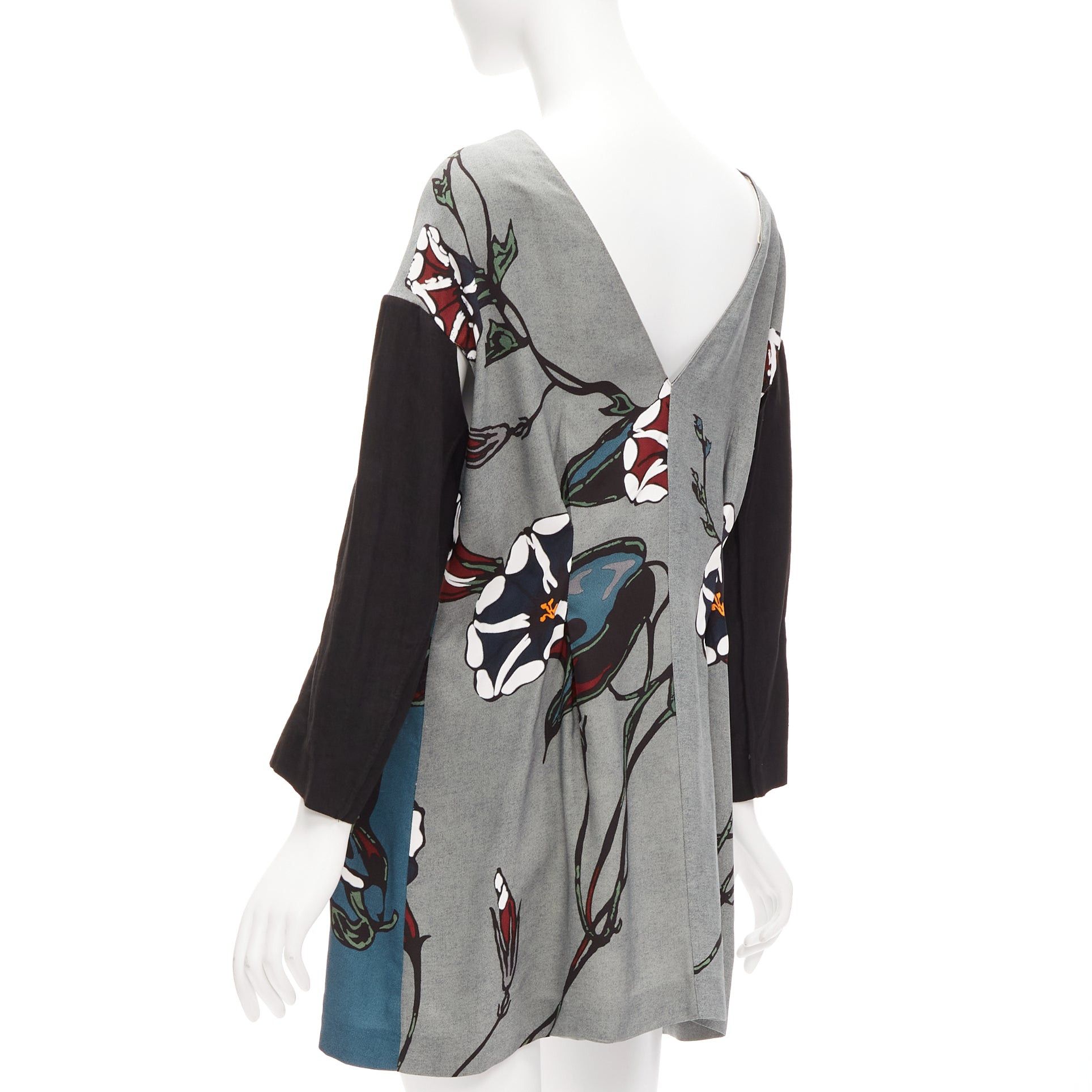 Marni MARNI multicolour beige floral print back contrast dropped sleeve dress IT38 XS Size XS / US 0-2 / IT 36-38 - 6 Thumbnail