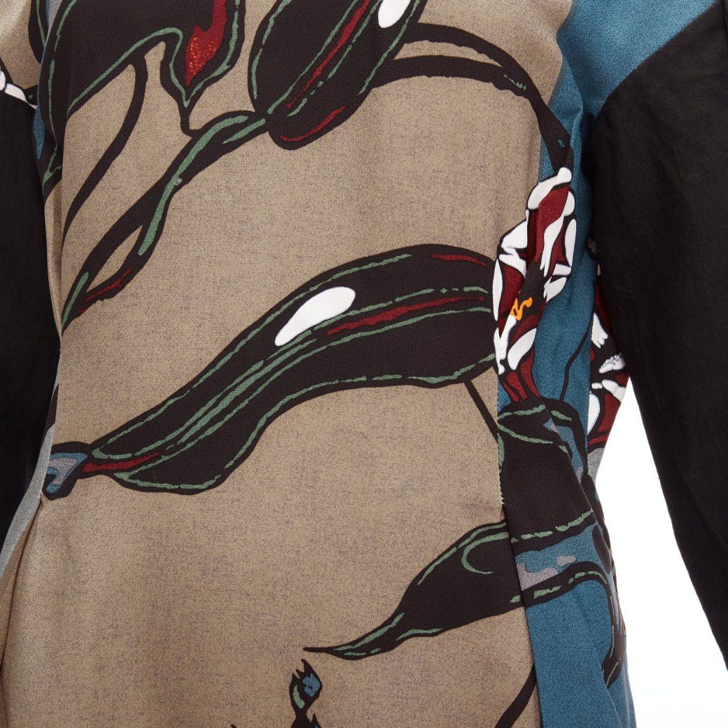 Marni MARNI multicolour beige floral print back contrast dropped sleeve dress IT38 XS Size XS / US 0-2 / IT 36-38 - 7 Thumbnail