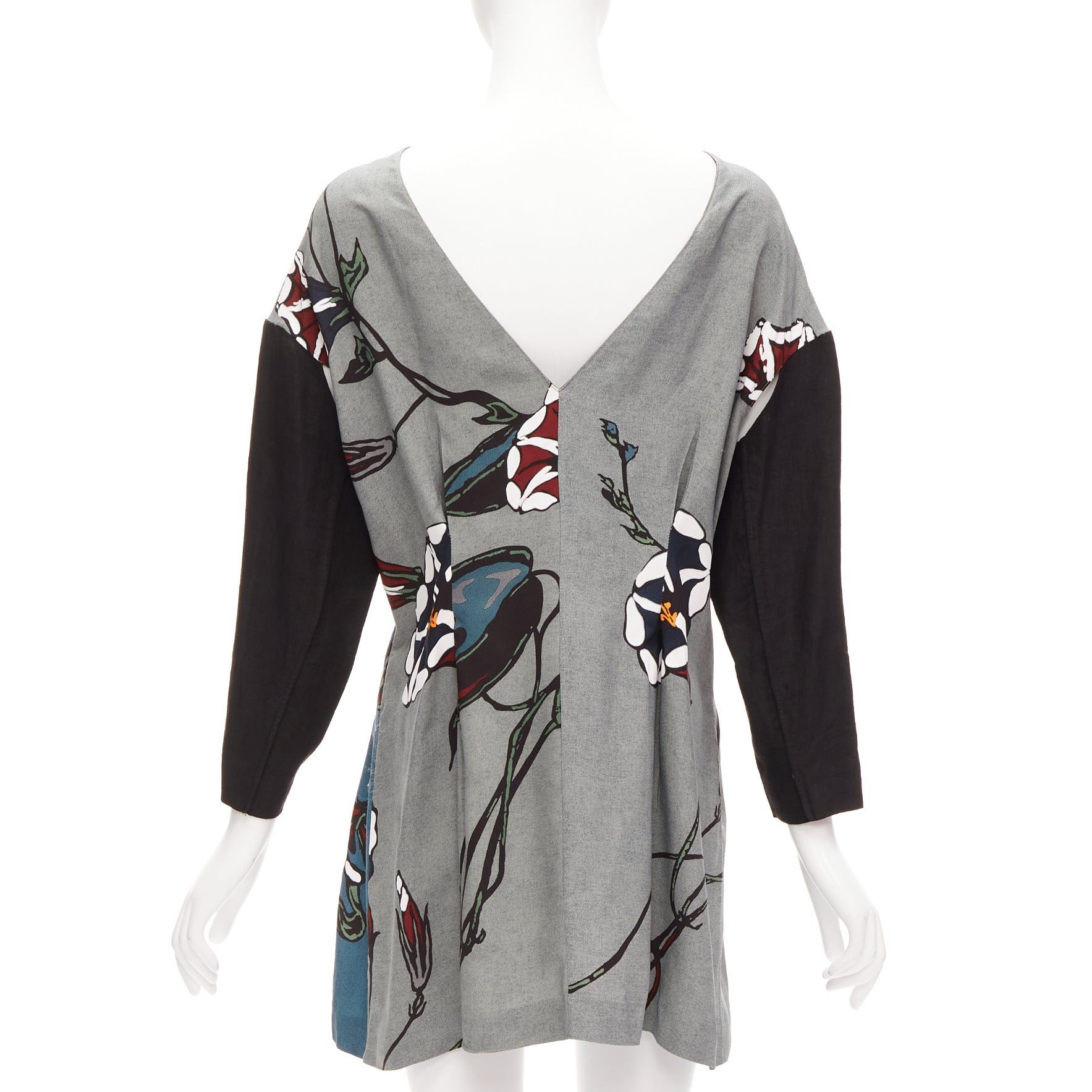 Marni MARNI multicolour beige floral print back contrast dropped sleeve dress IT38 XS Size XS / US 0-2 / IT 36-38 - 5 Thumbnail