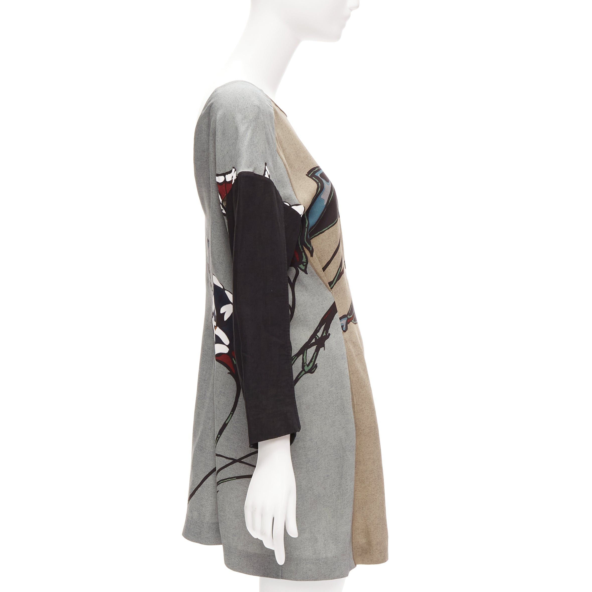 Marni MARNI multicolour beige floral print back contrast dropped sleeve dress IT38 XS Size XS / US 0-2 / IT 36-38 - 4 Thumbnail