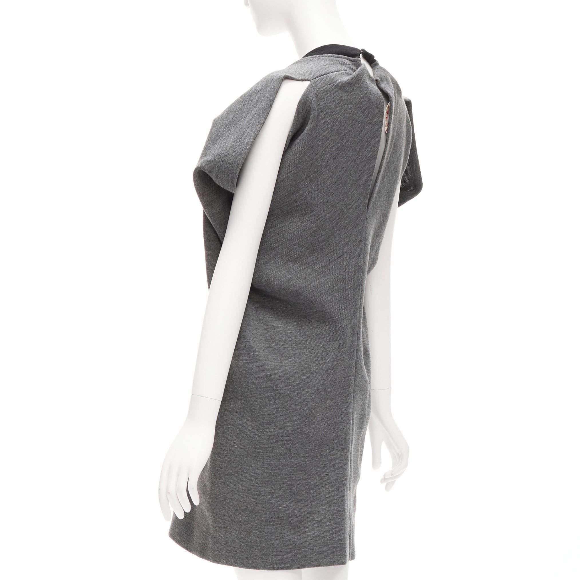 Marni MARNI grey virgin wool blend 3D cut structured boxy casual dress IT40 S Size S / US 4 / IT 40 - 6 Thumbnail