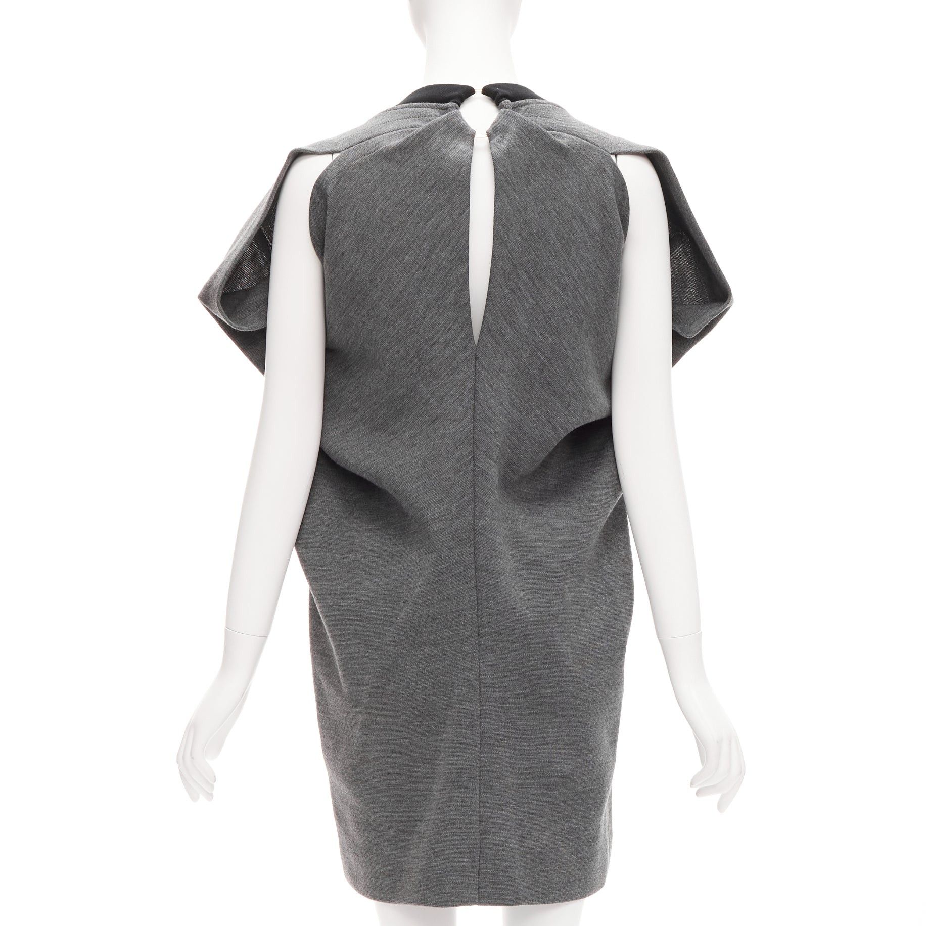 Marni MARNI grey virgin wool blend 3D cut structured boxy casual dress IT40 S Size S / US 4 / IT 40 - 5 Thumbnail
