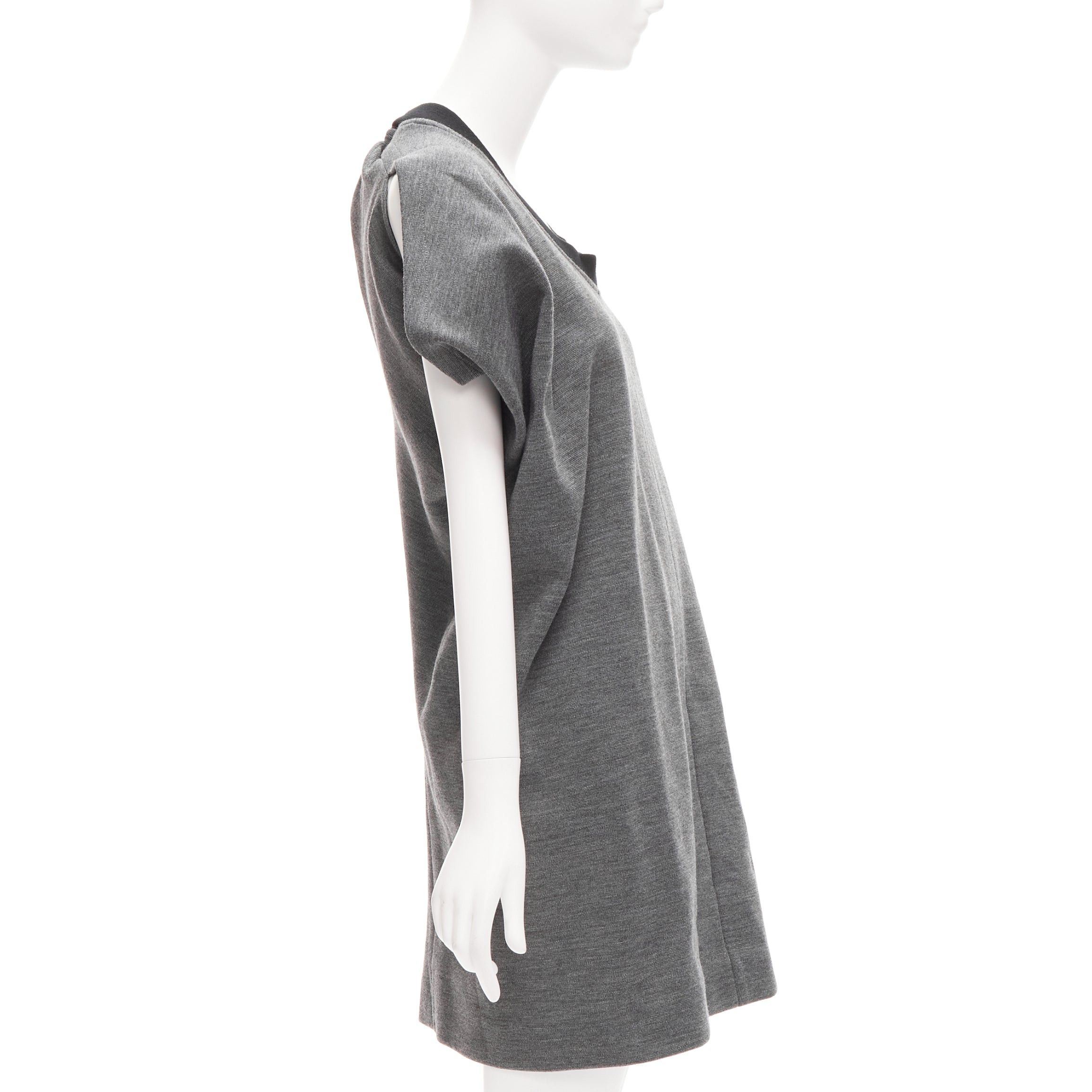 Marni MARNI grey virgin wool blend 3D cut structured boxy casual dress IT40 S Size S / US 4 / IT 40 - 4 Thumbnail