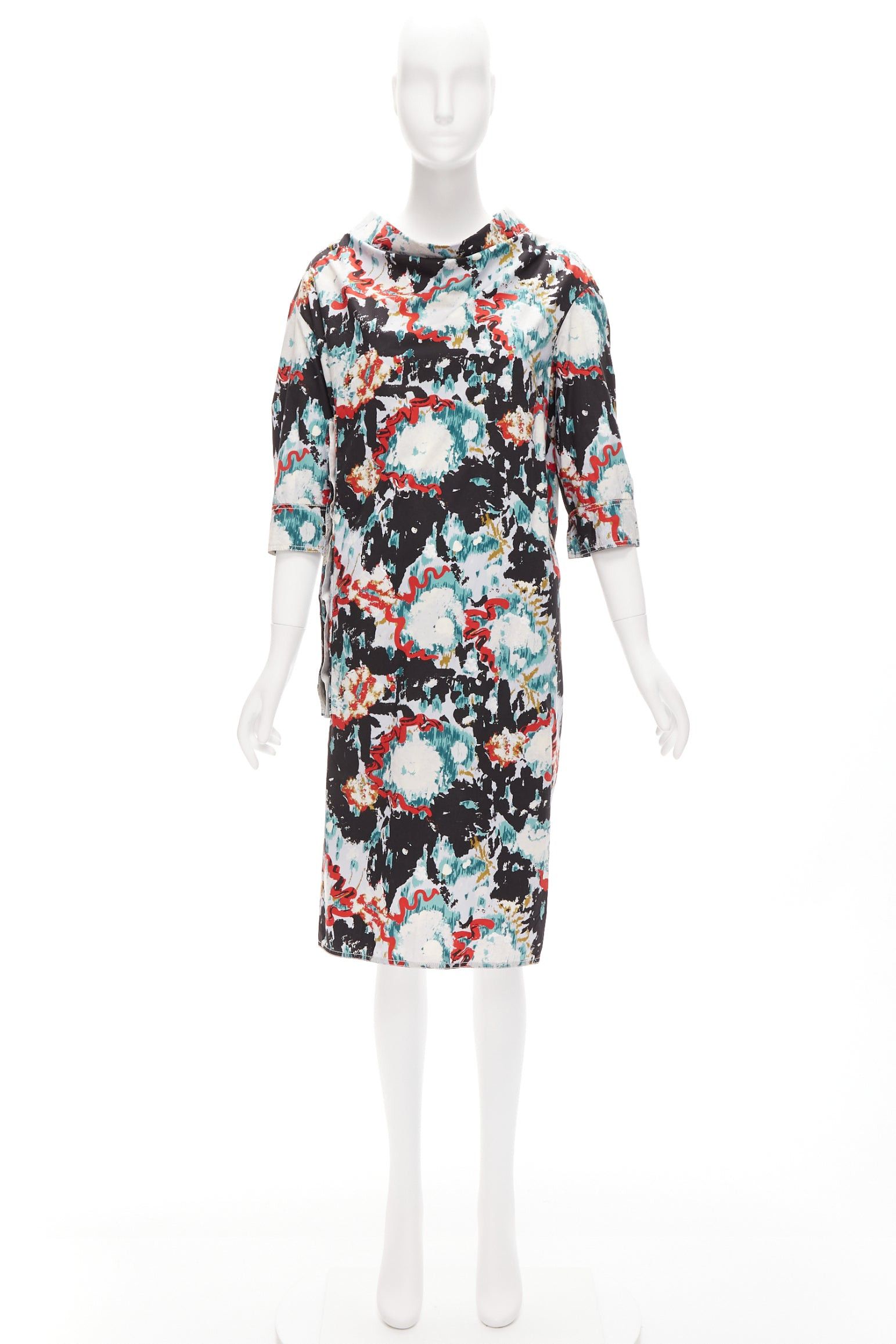 Marni MARNI graphic splash paint print cotton oriental cut dress IT36 XS Size XS / US 0-2 / IT 36-38 - 9 Thumbnail