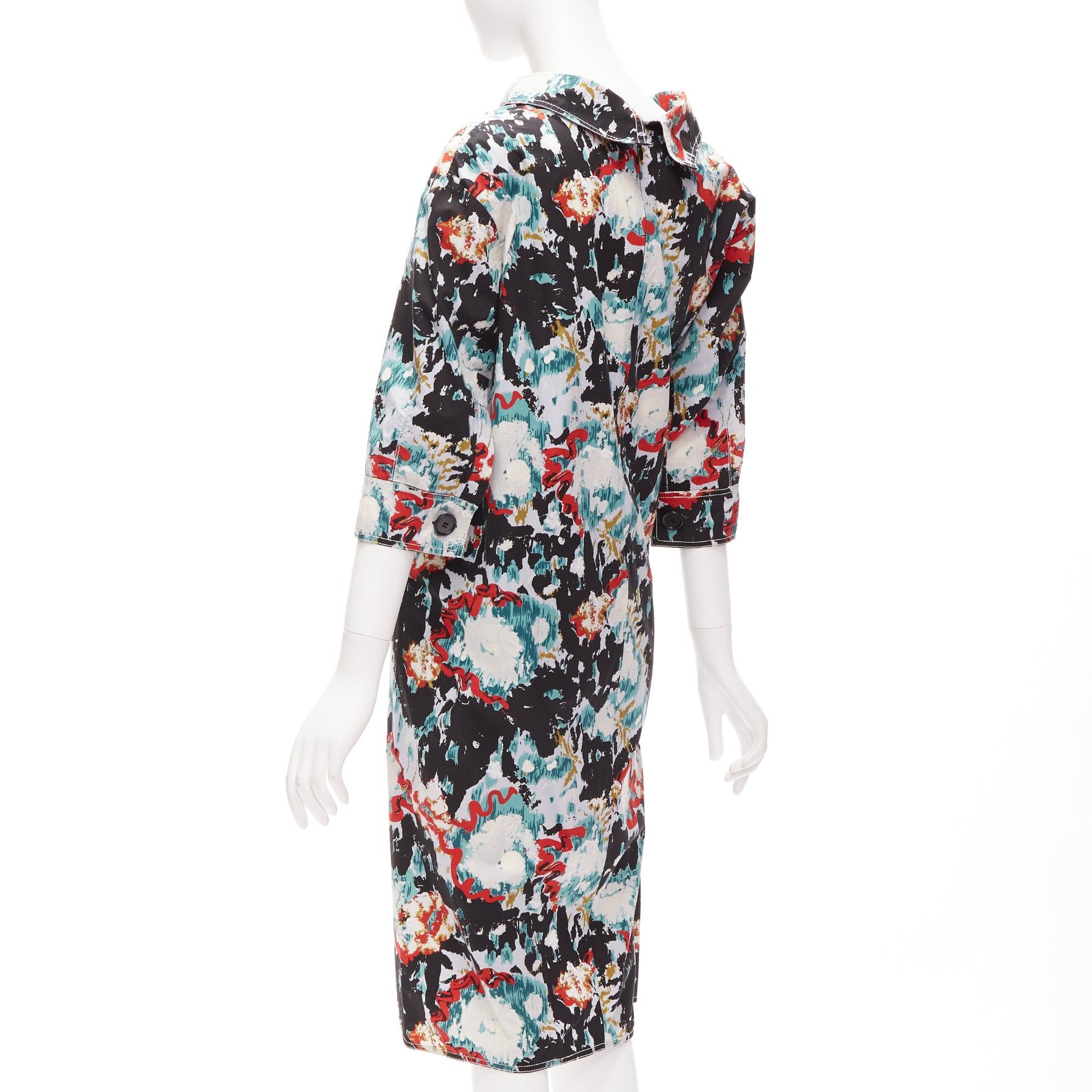 Marni MARNI graphic splash paint print cotton oriental cut dress IT36 XS Size XS / US 0-2 / IT 36-38 - 6 Thumbnail