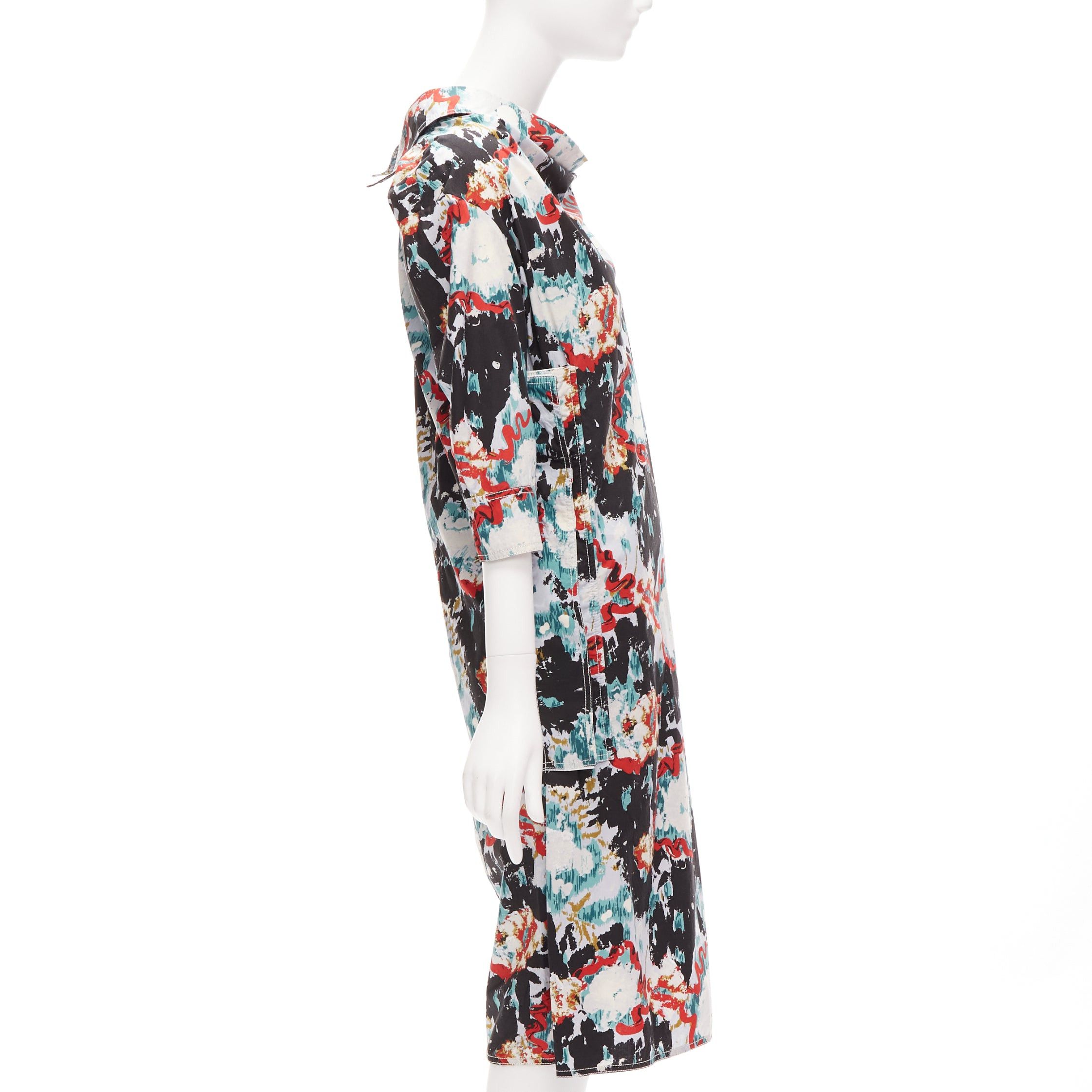 Marni MARNI graphic splash paint print cotton oriental cut dress IT36 XS Size XS / US 0-2 / IT 36-38 - 4 Thumbnail