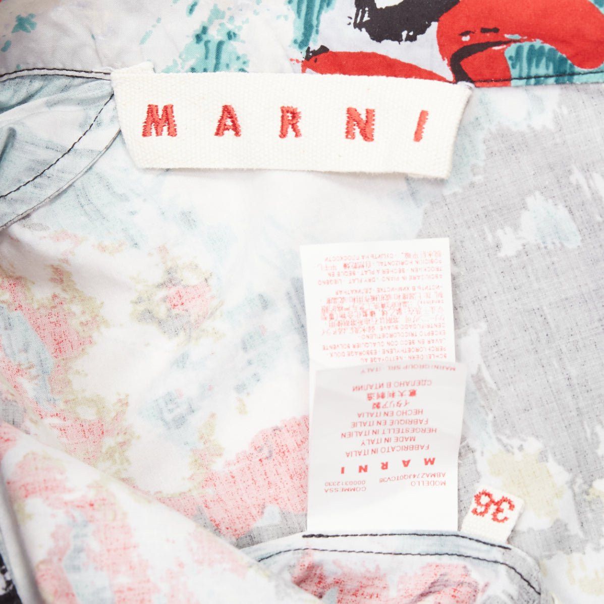 Marni MARNI graphic splash paint print cotton oriental cut dress IT36 XS Size XS / US 0-2 / IT 36-38 - 8 Thumbnail