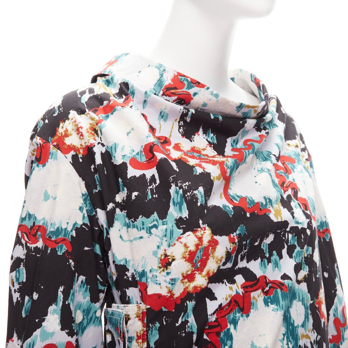 Marni MARNI graphic splash paint print cotton oriental cut dress IT36 XS Size XS / US 0-2 / IT 36-38 - 2 Thumbnail