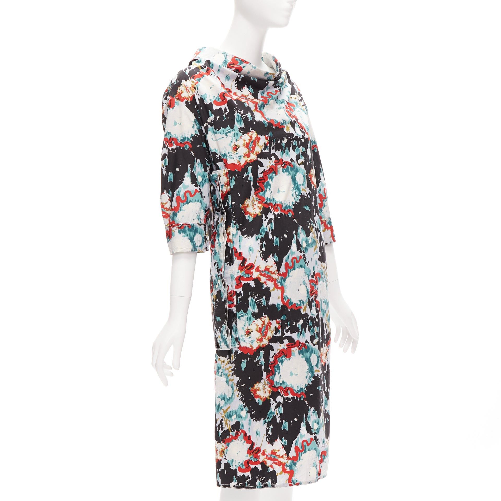 Marni MARNI graphic splash paint print cotton oriental cut dress IT36 XS Size XS / US 0-2 / IT 36-38 - 3 Thumbnail
