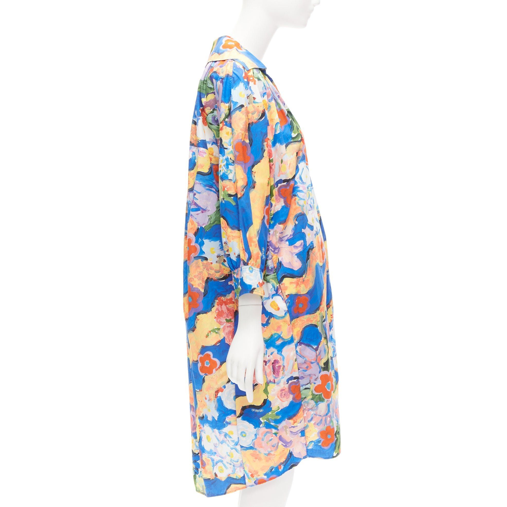 Marni MARNI Flaminia Veronesi 2022 multicolour floral paint batwing dress IT36 XS Size XS / US 0-2 / IT 36-38 - 4 Thumbnail