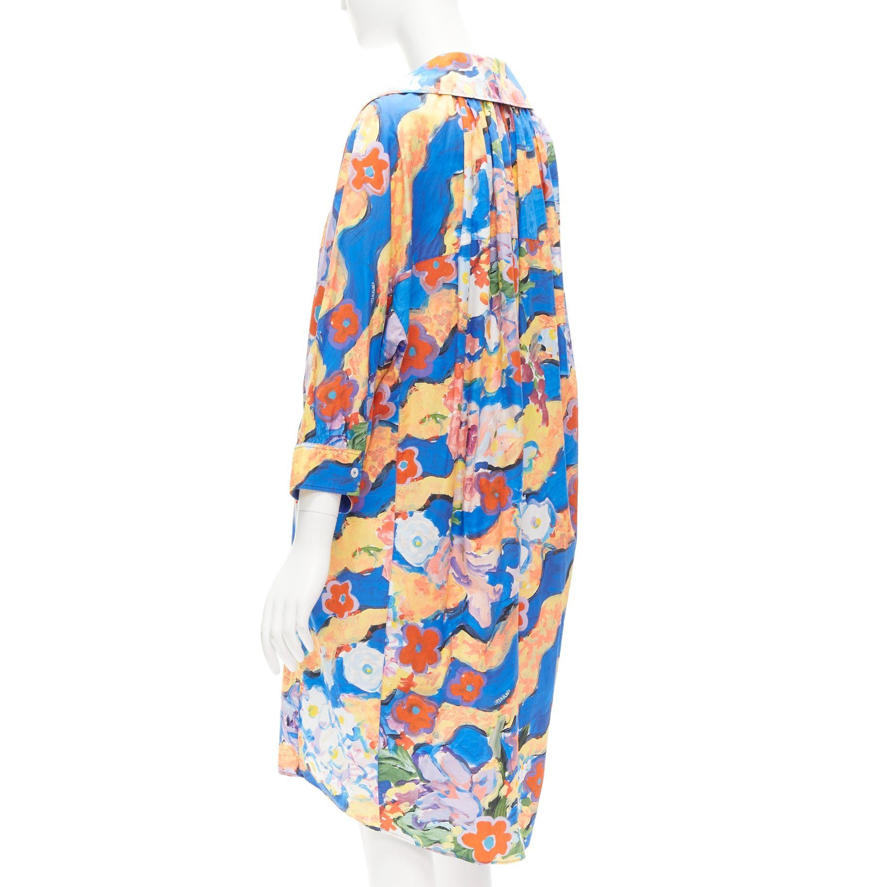 Marni MARNI Flaminia Veronesi 2022 multicolour floral paint batwing dress IT36 XS Size XS / US 0-2 / IT 36-38 - 6 Thumbnail