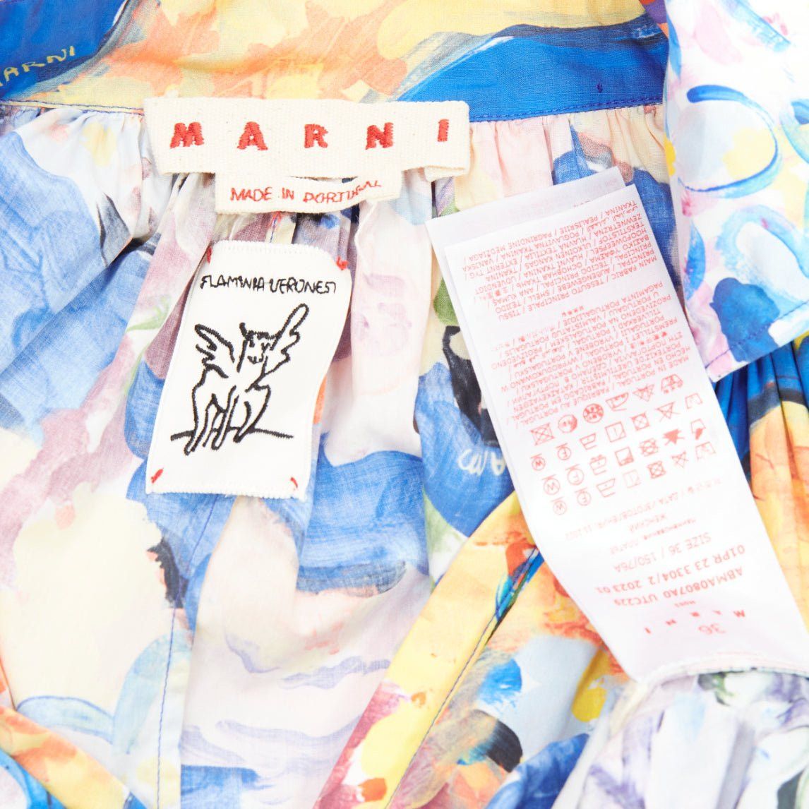 Marni MARNI Flaminia Veronesi 2022 multicolour floral paint batwing dress IT36 XS Size XS / US 0-2 / IT 36-38 - 8 Thumbnail