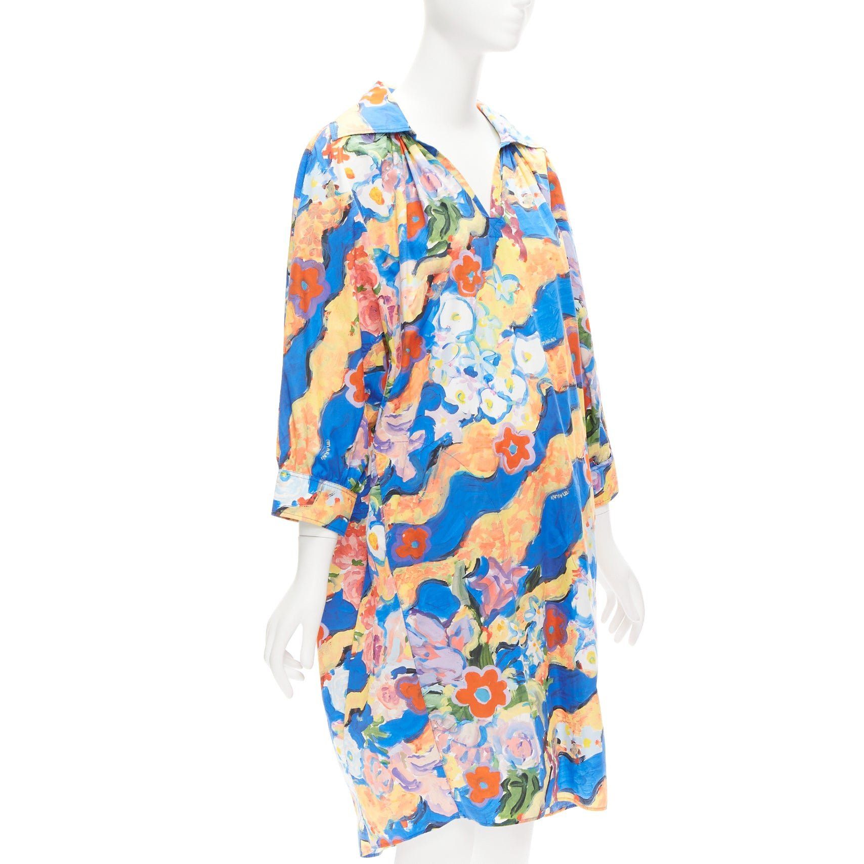 Marni MARNI Flaminia Veronesi 2022 multicolour floral paint batwing dress IT36 XS Size XS / US 0-2 / IT 36-38 - 3 Thumbnail
