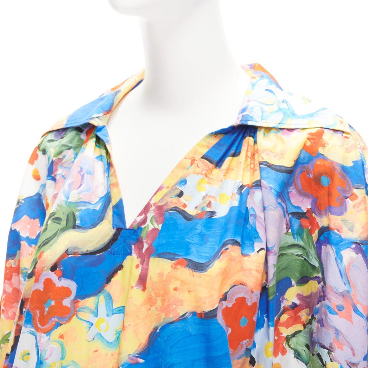 Marni MARNI Flaminia Veronesi 2022 multicolour floral paint batwing dress IT36 XS Size XS / US 0-2 / IT 36-38 - 2 Thumbnail