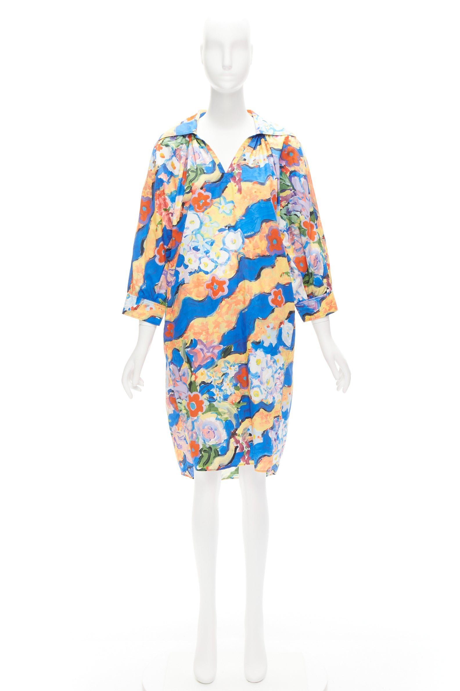Marni MARNI Flaminia Veronesi 2022 multicolour floral paint batwing dress IT36 XS Size XS / US 0-2 / IT 36-38 - 9 Thumbnail