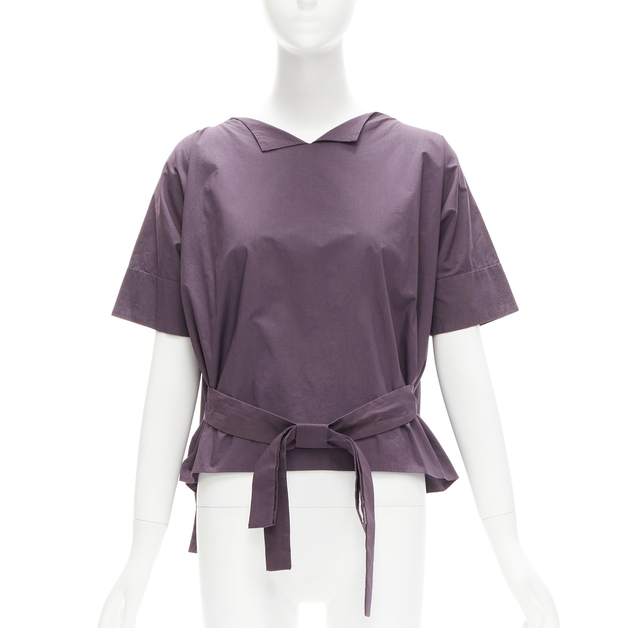 Marni MARNI 100% cotton purple V collar bow belt boxy top IT38 XS Size XS / US 0-2 / IT 36-38 - 3 Thumbnail