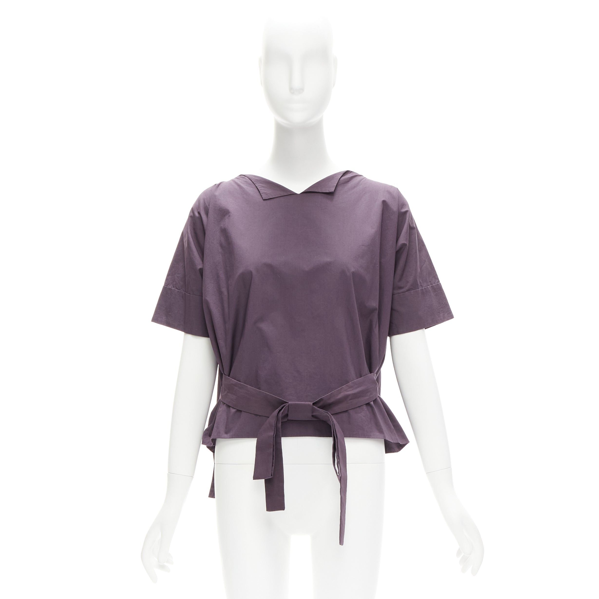 Marni MARNI 100% cotton purple V collar bow belt boxy top IT38 XS Size XS / US 0-2 / IT 36-38 - 9 Thumbnail