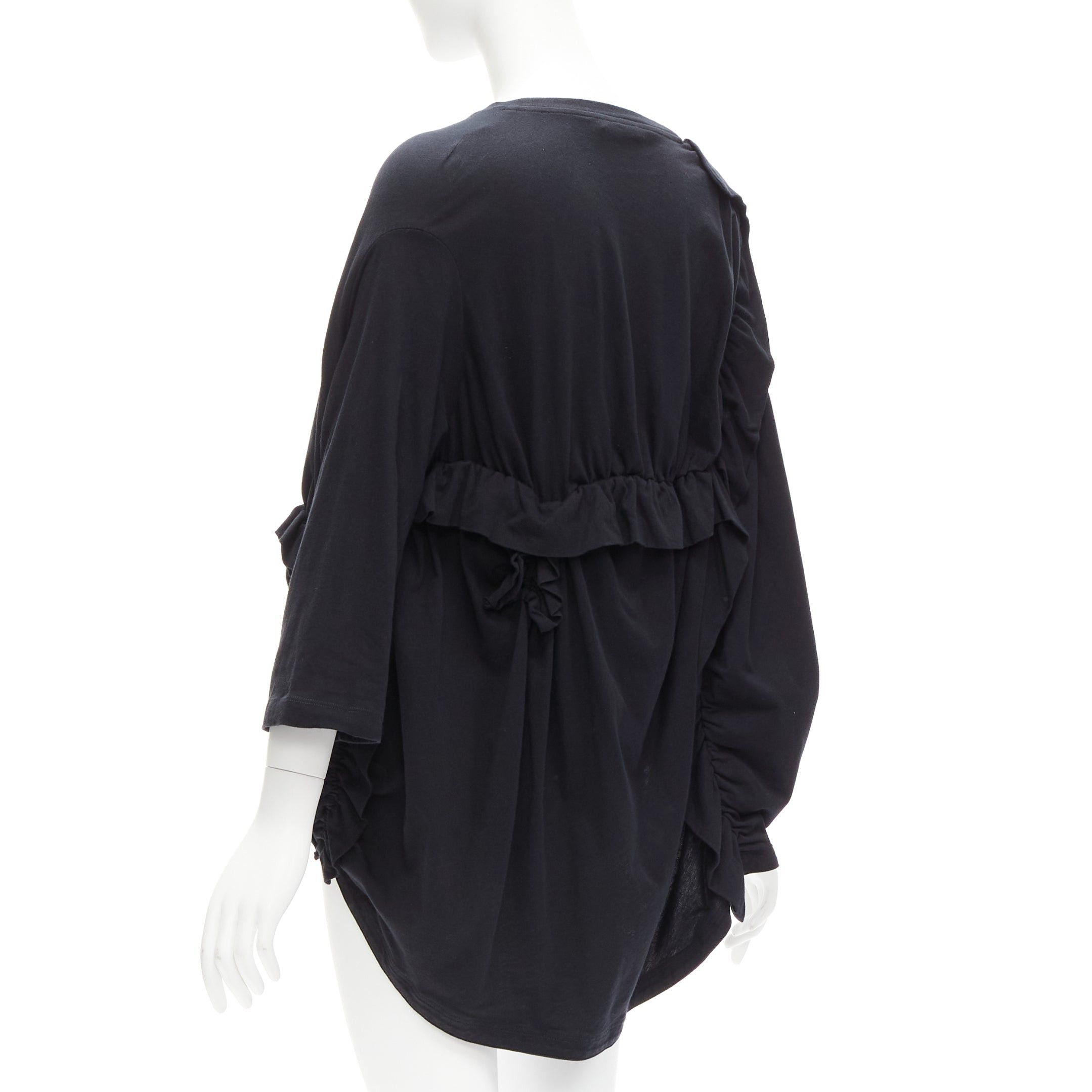 Marni MARNI black 100% cotton gathered ruffles 3/4 sleeves boxy top IT36 XS Size XS / US 0-2 / IT 36-38 - 6 Thumbnail