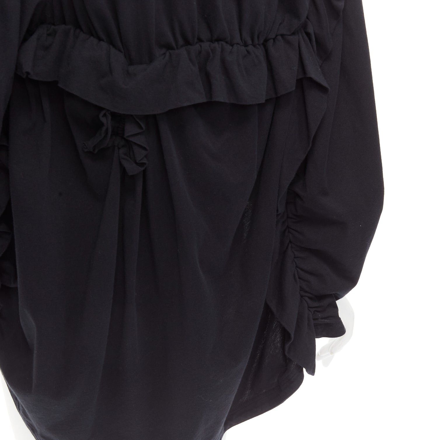 Marni MARNI black 100% cotton gathered ruffles 3/4 sleeves boxy top IT36 XS Size XS / US 0-2 / IT 36-38 - 7 Thumbnail