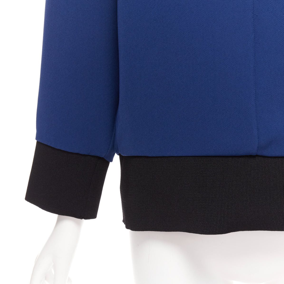 Marni MARNI blue V neck contrast ribbing long sleeve boxy cocoon top IT36 XS Size XS / US 0-2 / IT 36-38 - 2 Thumbnail