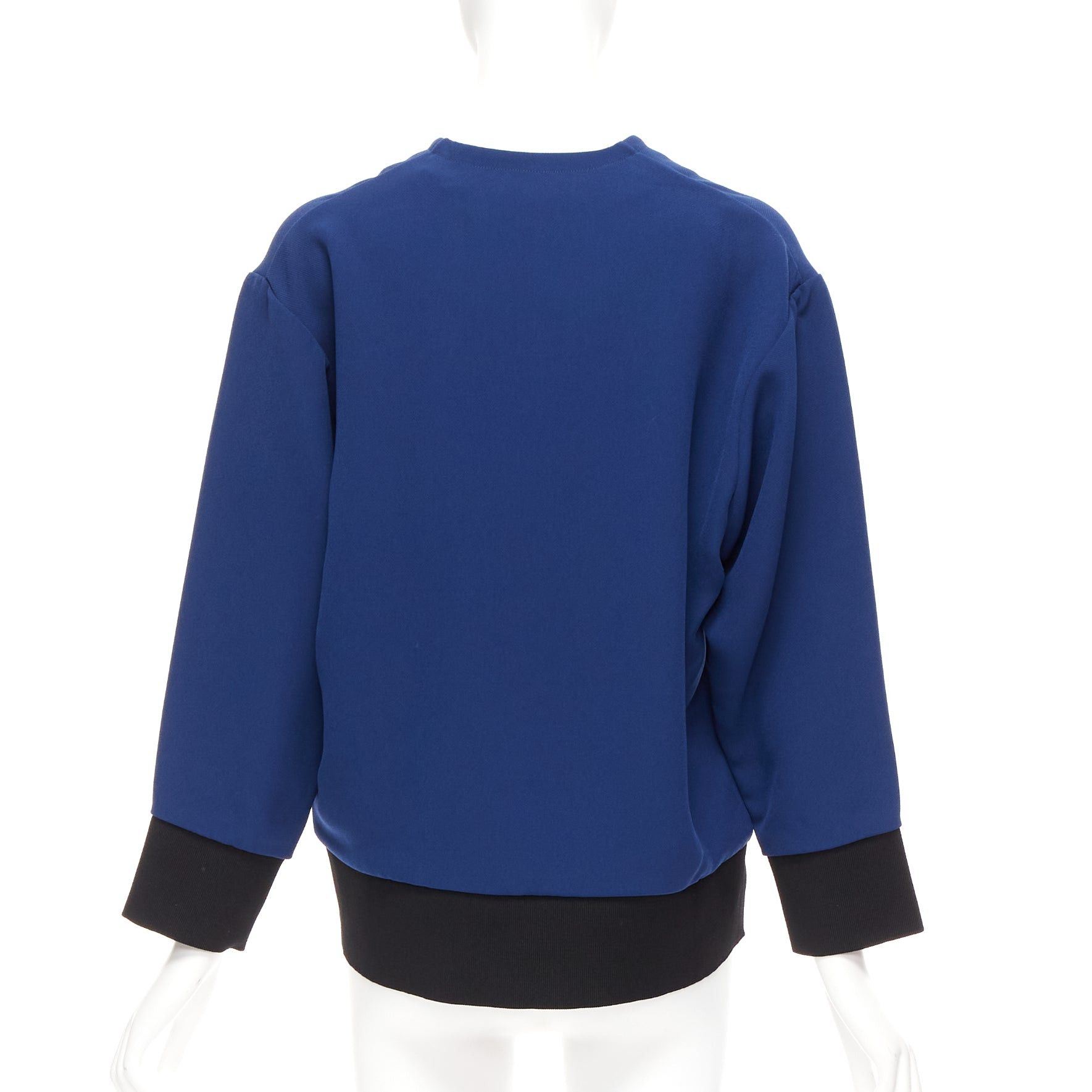 Marni MARNI blue V neck contrast ribbing long sleeve boxy cocoon top IT36 XS Size XS / US 0-2 / IT 36-38 - 5 Thumbnail