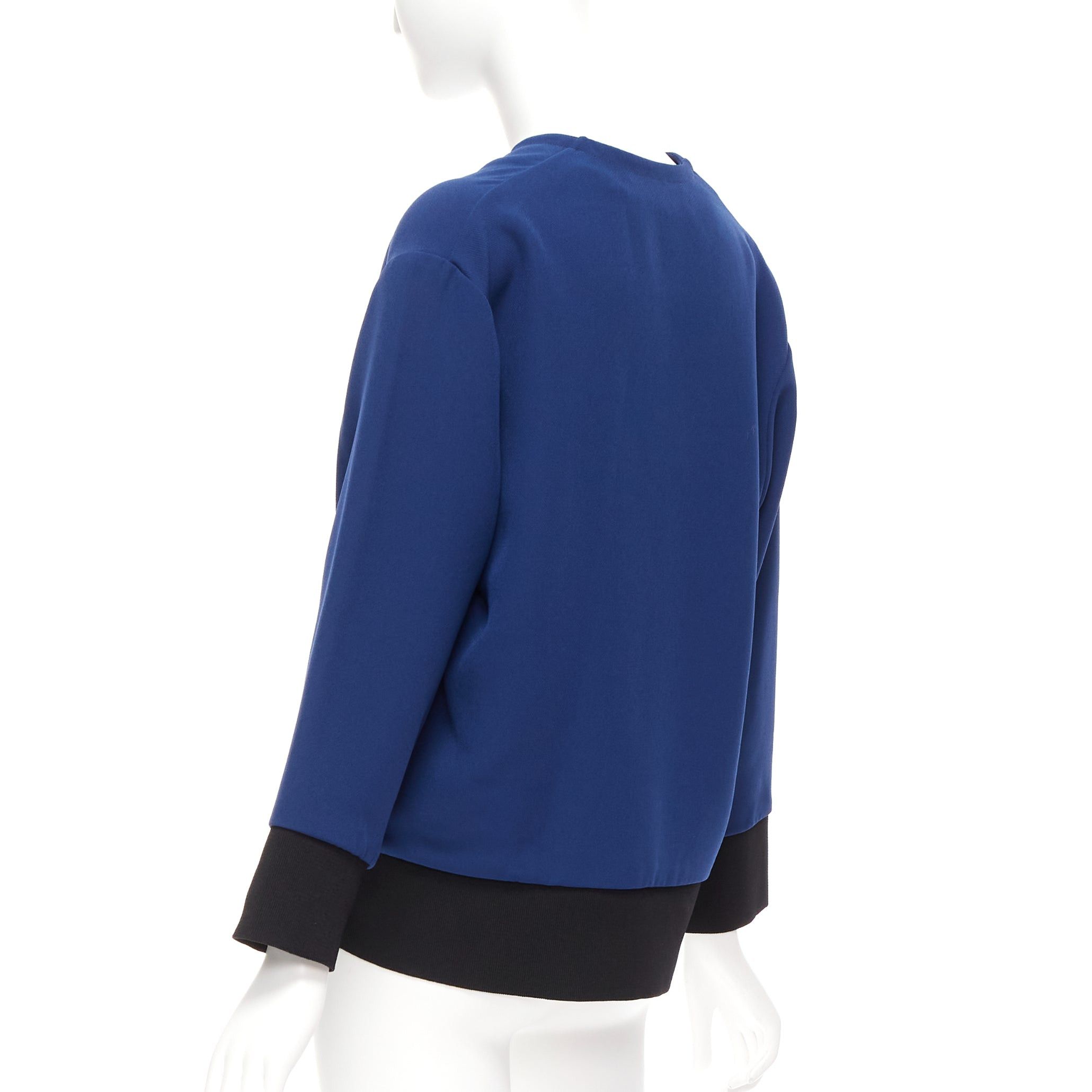 Marni MARNI blue V neck contrast ribbing long sleeve boxy cocoon top IT36 XS Size XS / US 0-2 / IT 36-38 - 6 Thumbnail