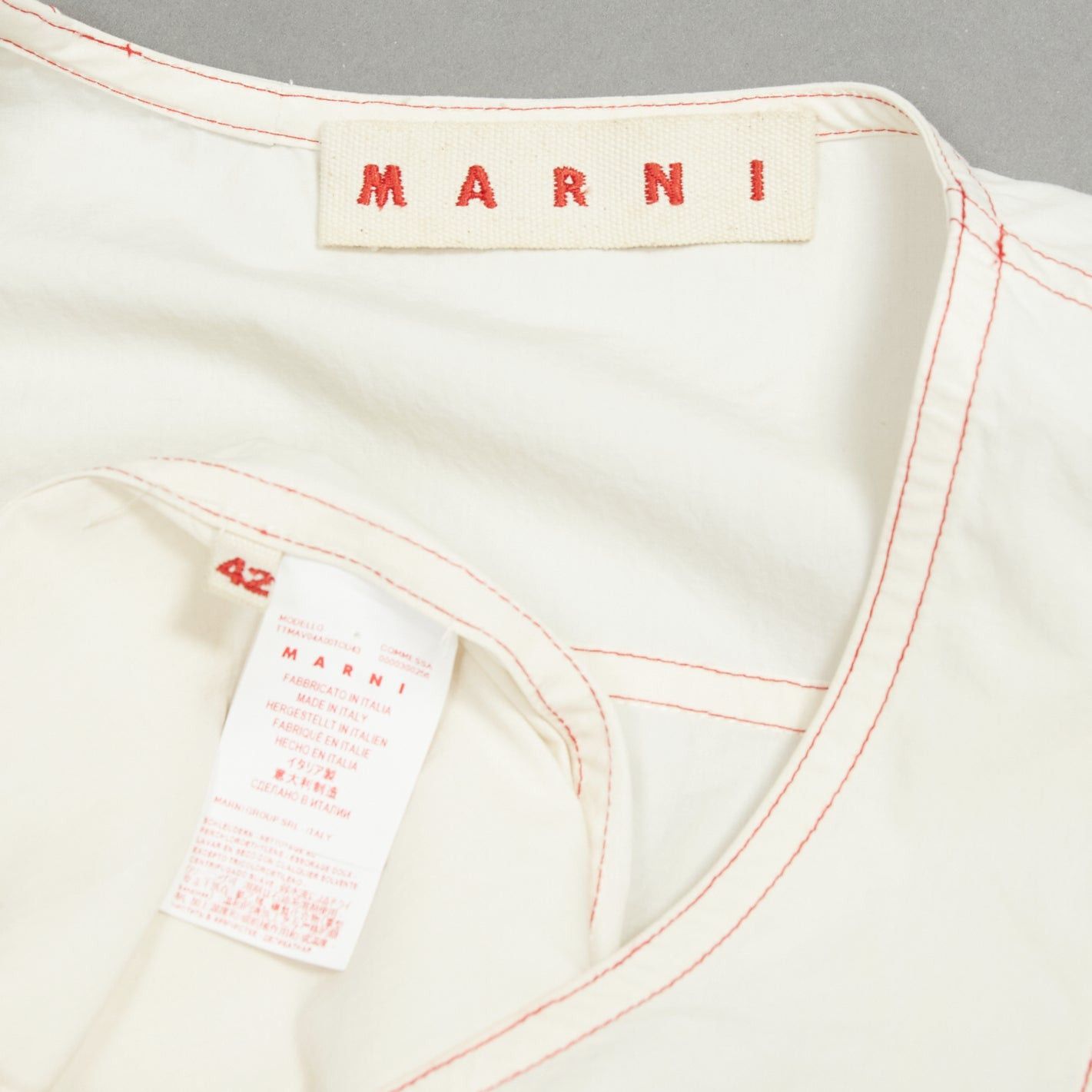Marni MARNI cream 100% cotton red overstitch boxy scoop neck utility vest IT42 M Size M / US 6-8 / IT 42-44 - 8 Thumbnail