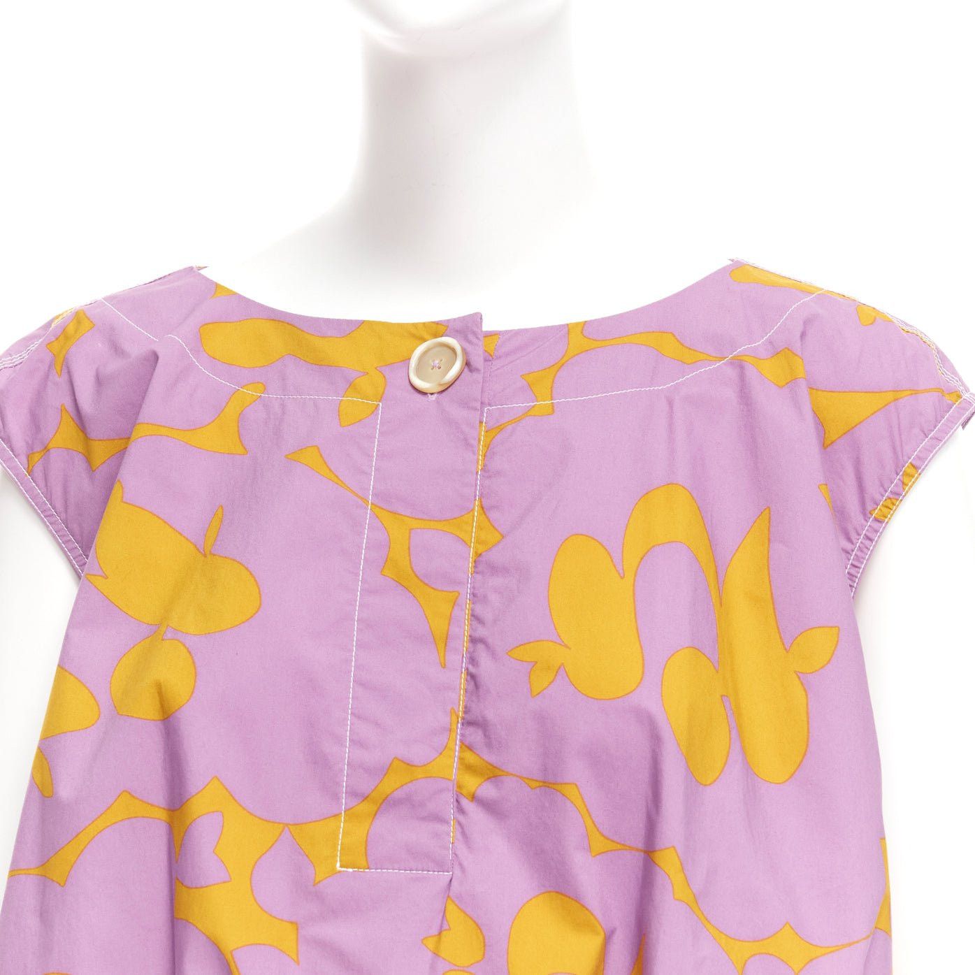 Marni MARNI 100% cotton purple mustard abstract floral overstitched boxy vest IT38 XS Size XS / US 0-2 / IT 36-38 - 7 Thumbnail