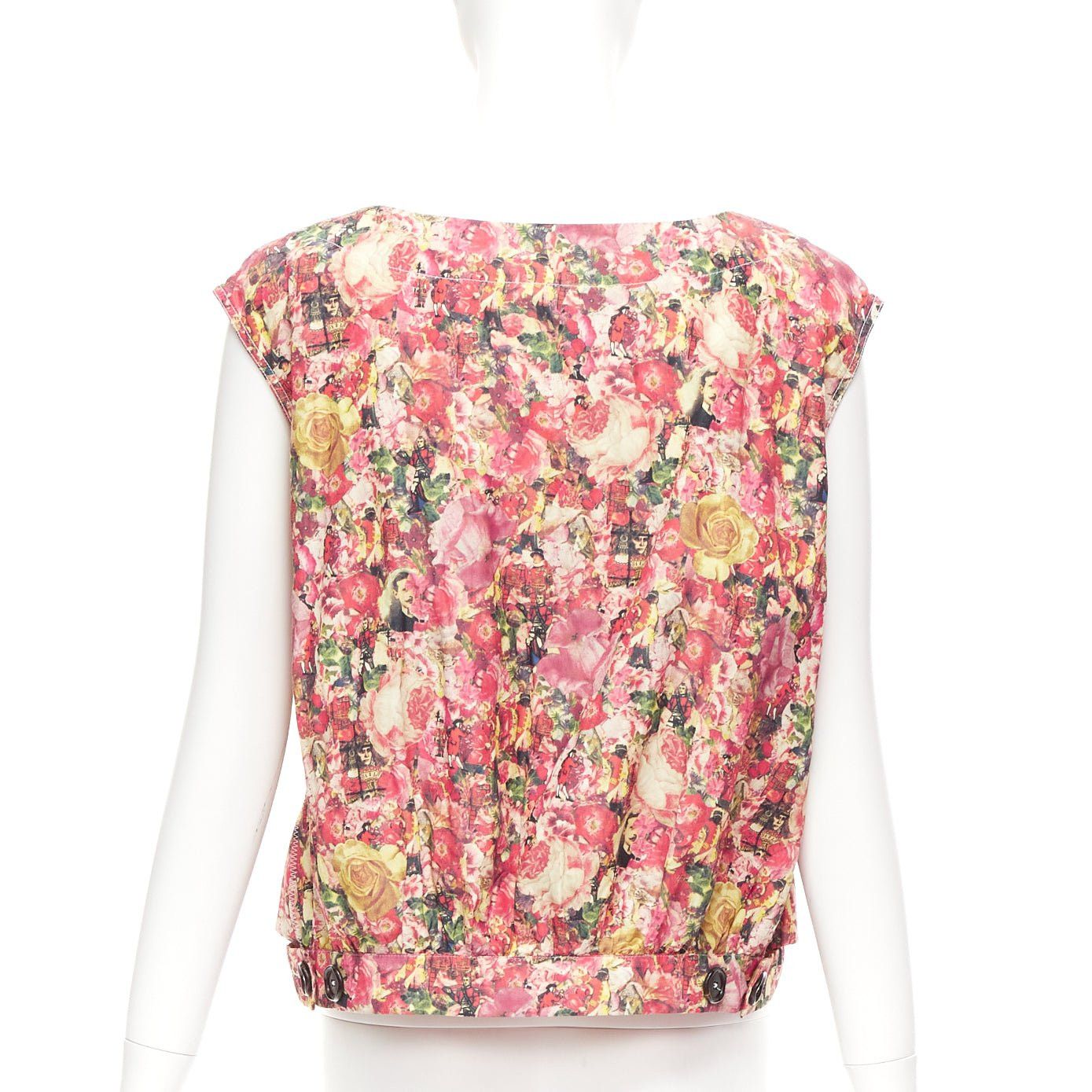 Marni MARNI pink green floral print black button boxy vest top IT38 XS Size XS / US 0-2 / IT 36-38 - 5 Thumbnail