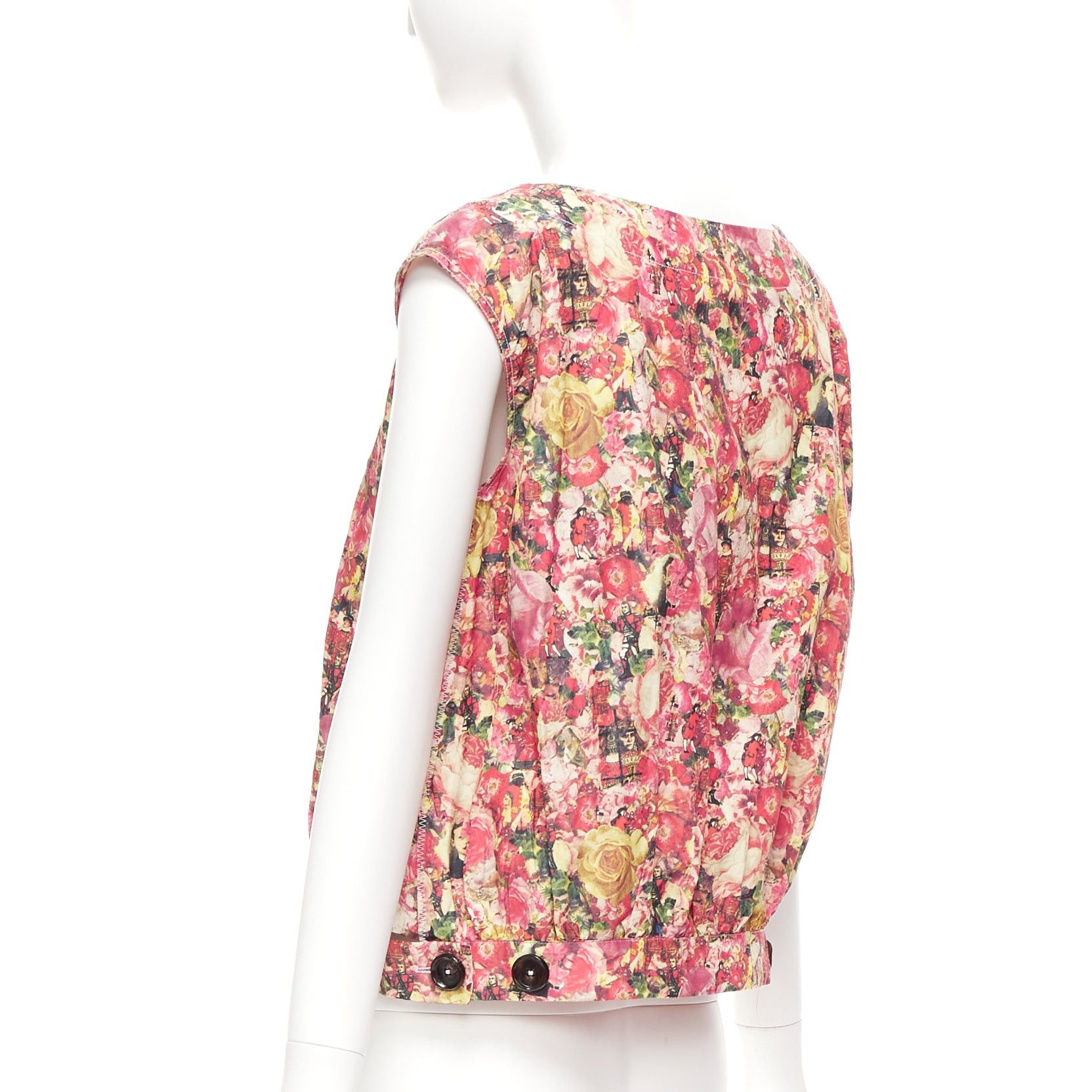 Marni MARNI pink green floral print black button boxy vest top IT38 XS Size XS / US 0-2 / IT 36-38 - 6 Thumbnail