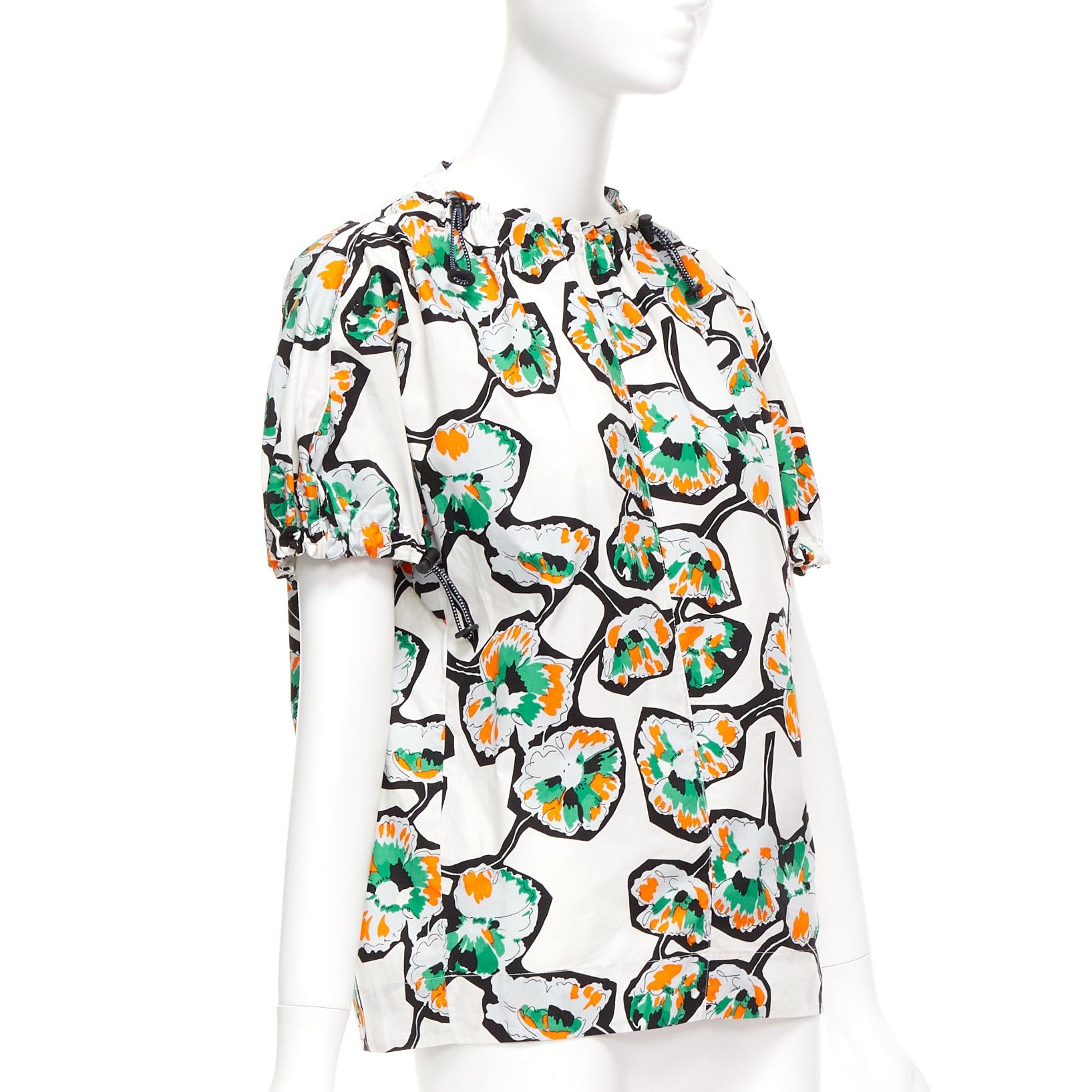 Marni MARNI green orange floral print drawstring loop toggle shirt IT40 S Size S / US 4 / IT 40 - 3 Thumbnail