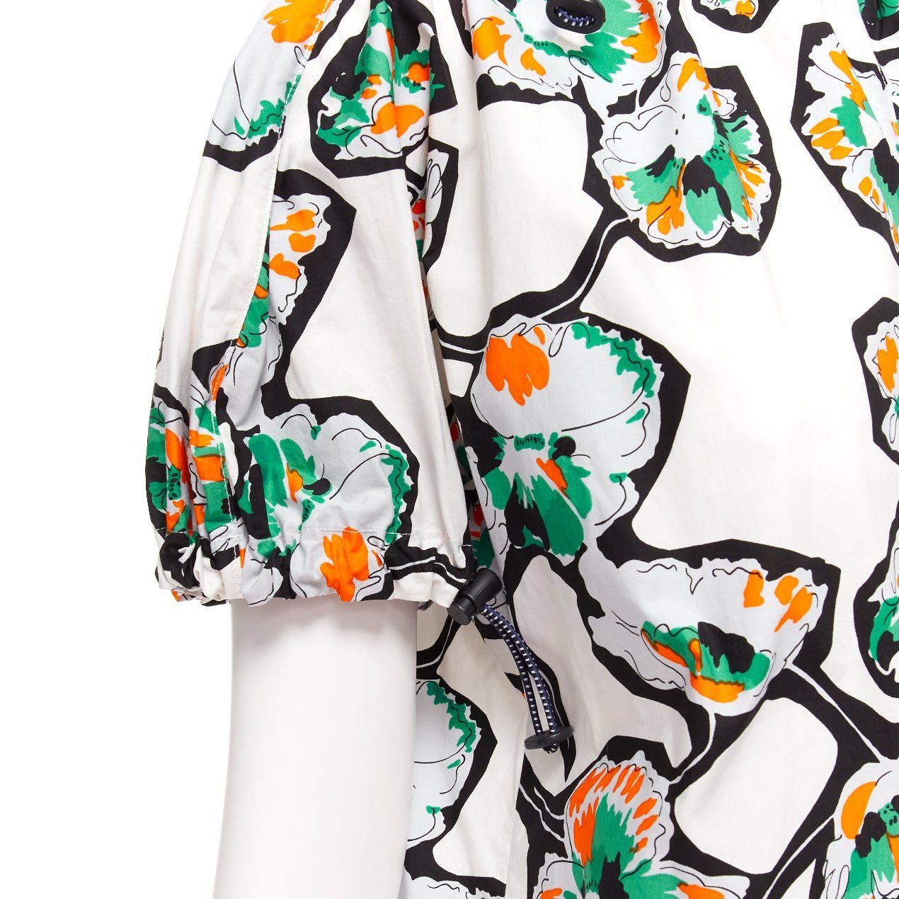 Marni MARNI green orange floral print drawstring loop toggle shirt IT40 S Size S / US 4 / IT 40 - 2 Thumbnail