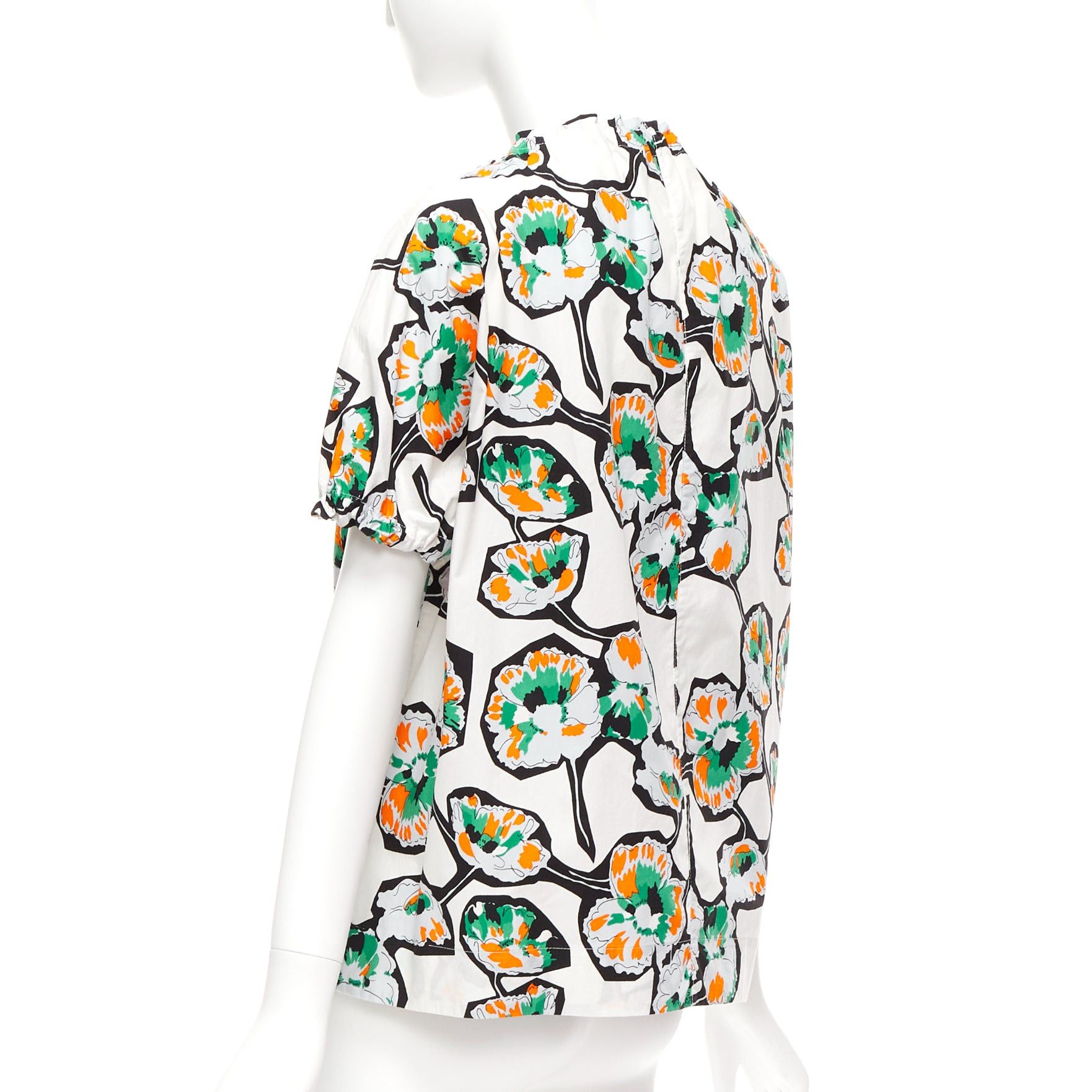 Marni MARNI green orange floral print drawstring loop toggle shirt IT40 S Size S / US 4 / IT 40 - 6 Thumbnail