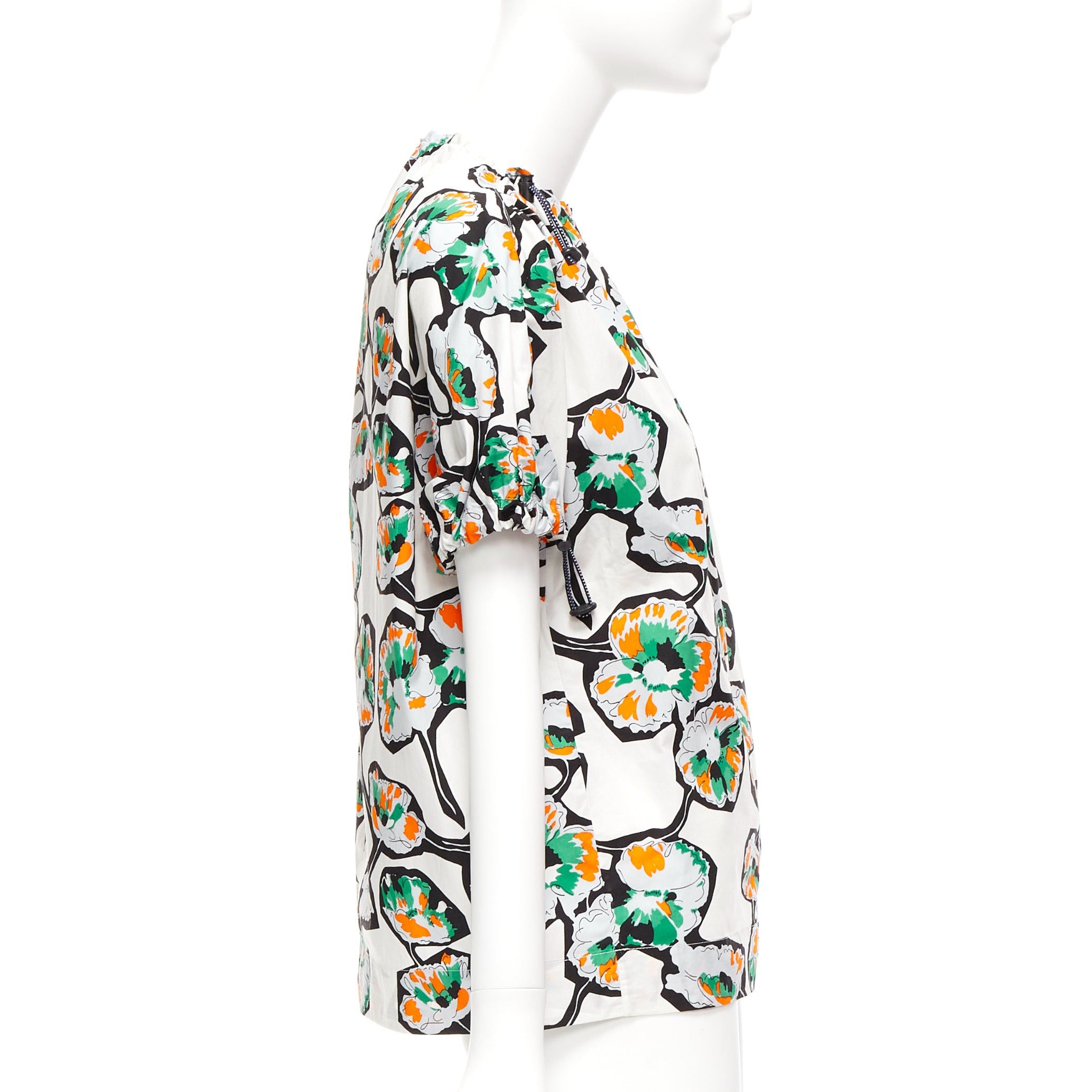 Marni MARNI green orange floral print drawstring loop toggle shirt IT40 S Size S / US 4 / IT 40 - 4 Thumbnail