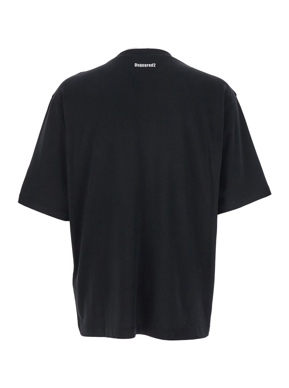 Dsquared2 Black Crewneck T-Shirt with Maxi Logo Lettering on the Front in Cotton Man Size US S / EU 44-46 / 1 - 2 Thumbnail