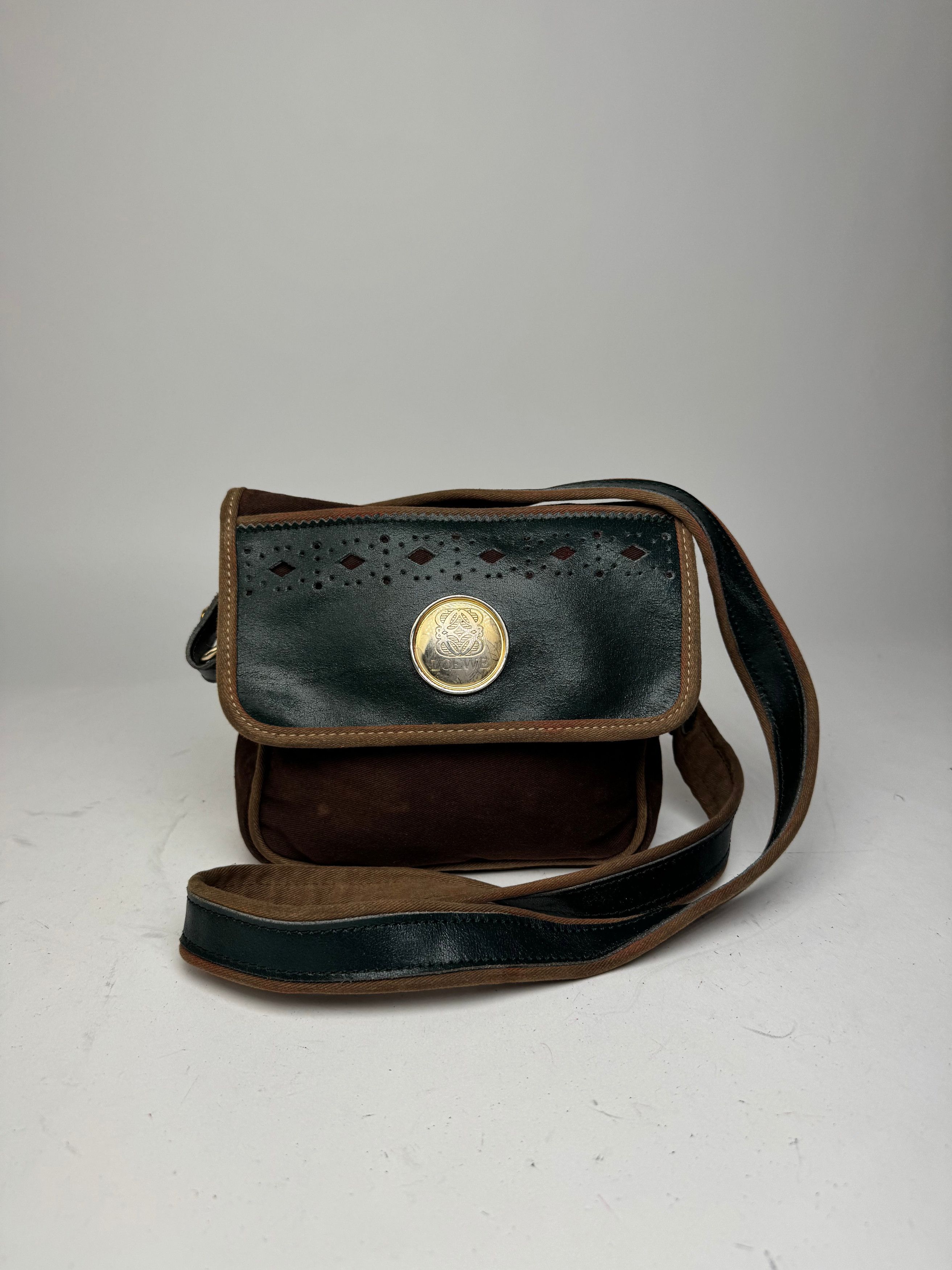 Loewe Vintage Madrid Canvas Leather bag green Brown Size ONE SIZE - 15 Thumbnail