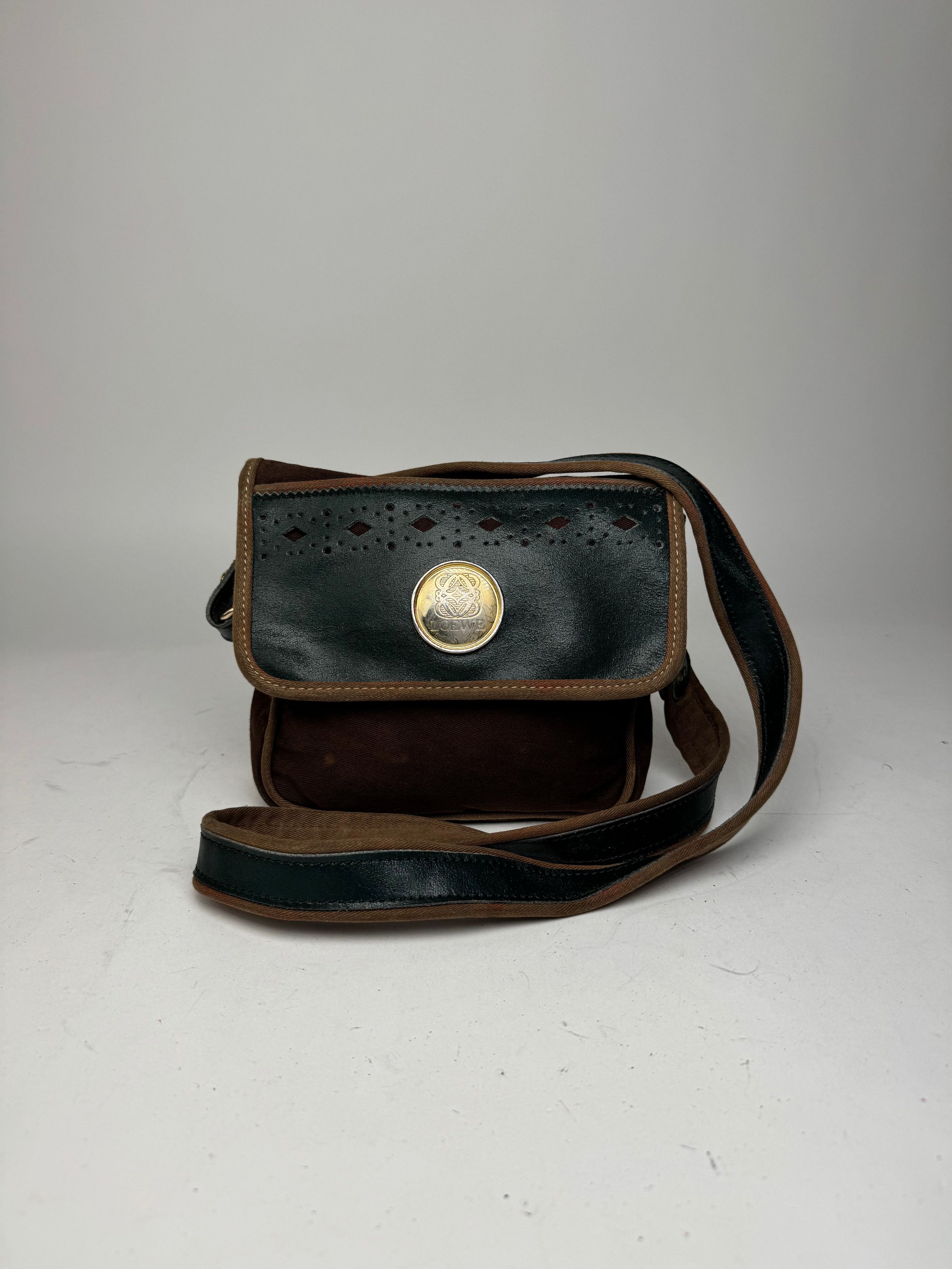 Loewe Vintage Madrid Canvas Leather bag green Brown Size ONE SIZE - 8 Thumbnail