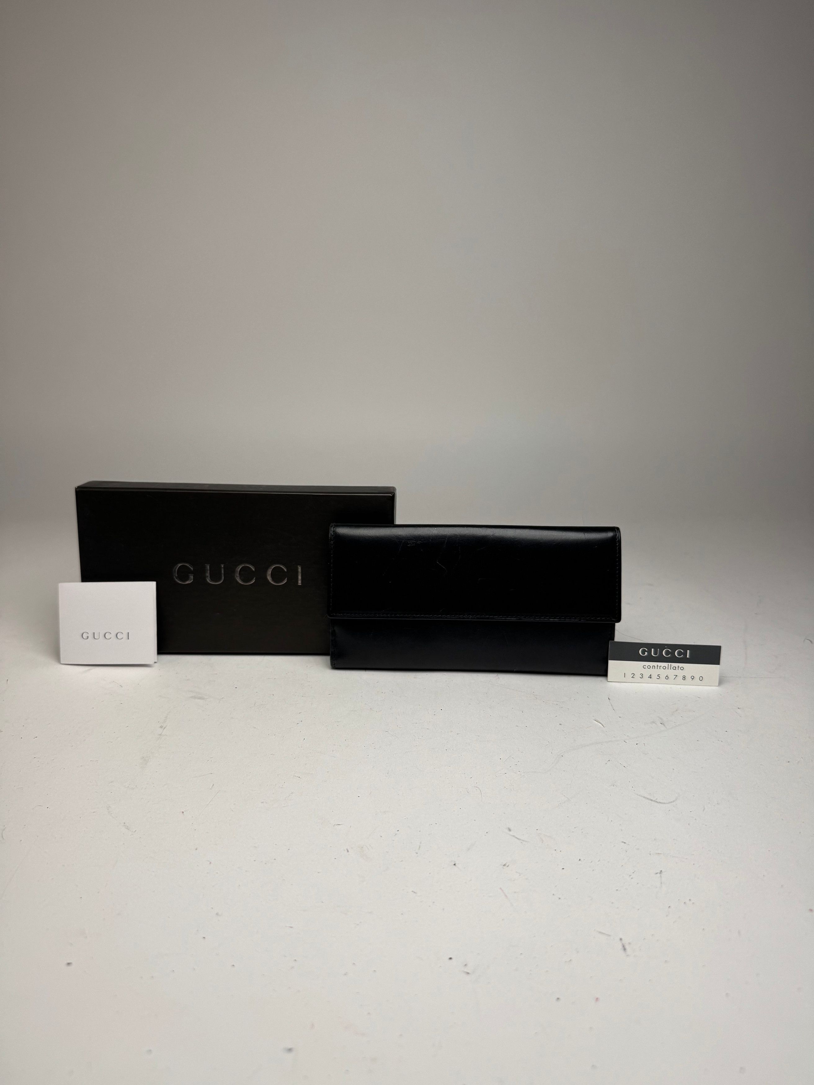 Gucci Vintage Leather Wallet Black Size ONE SIZE - 14 Thumbnail