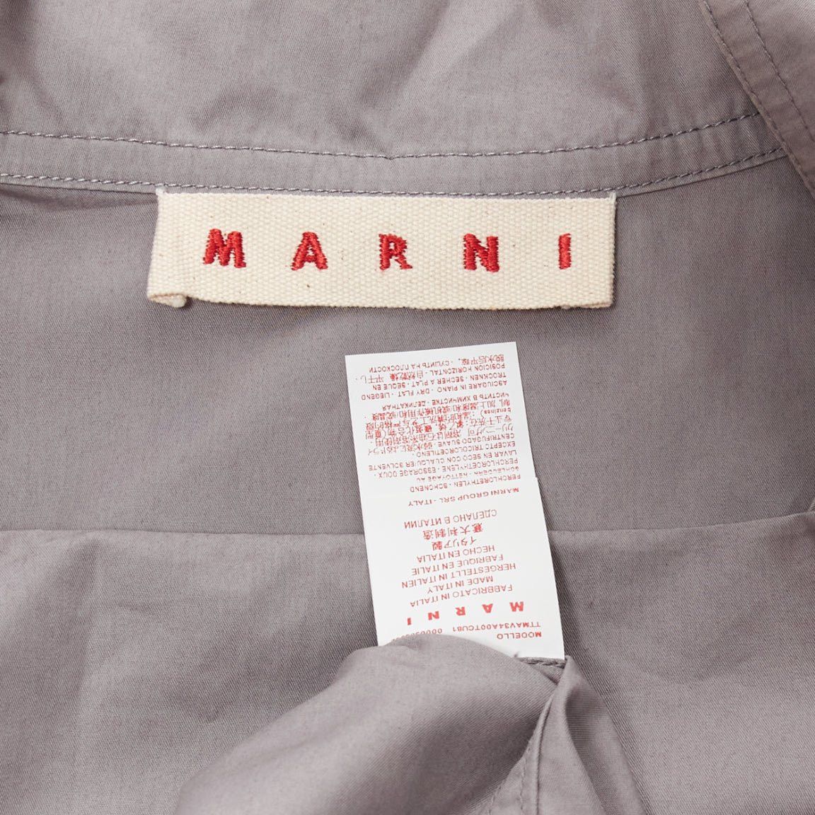 Marni MARNI grey cotton drape cut out collar utility collar boxy top IT36 XS Size XS / US 0-2 / IT 36-38 - 7 Thumbnail